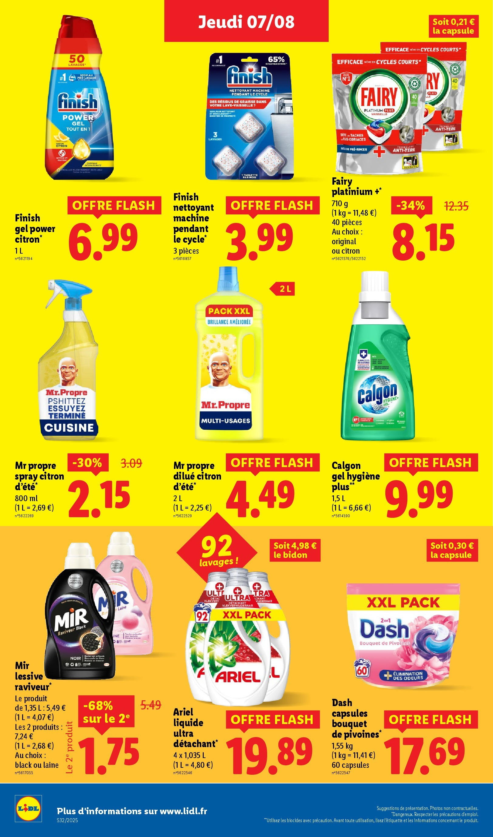 Catalogue LIDL du 06/08/2025 | Promo prospectus en ligne | Page: 16 | Produits: Ariel, Citron, Fairy, Détergent Catalogue LIDL du 06/08/2025 | Promo prospectus en ligne | Page: 16 | Produits: Ariel, Citron, Fairy, Détergent