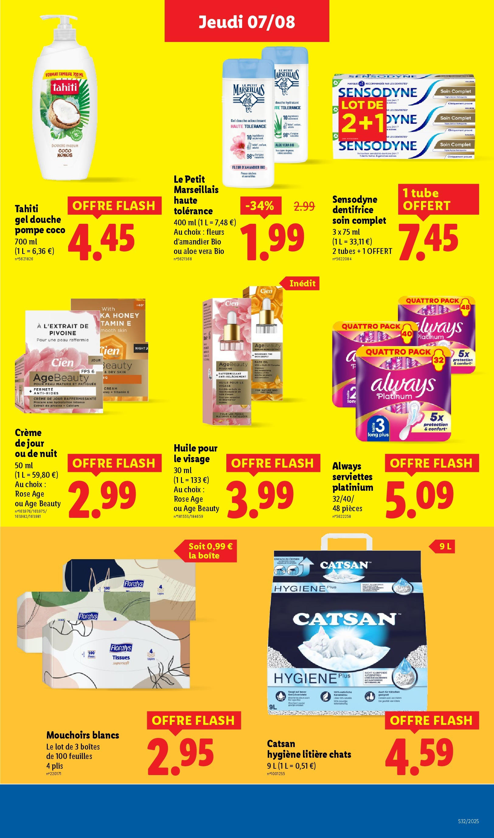 Catalogue LIDL du 06/08/2025 | Promo prospectus en ligne | Page: 17 | Produits: Mouchoirs, Douche, Huile, Crème Catalogue LIDL du 06/08/2025 | Promo prospectus en ligne | Page: 17 | Produits: Mouchoirs, Douche, Huile, Crème
