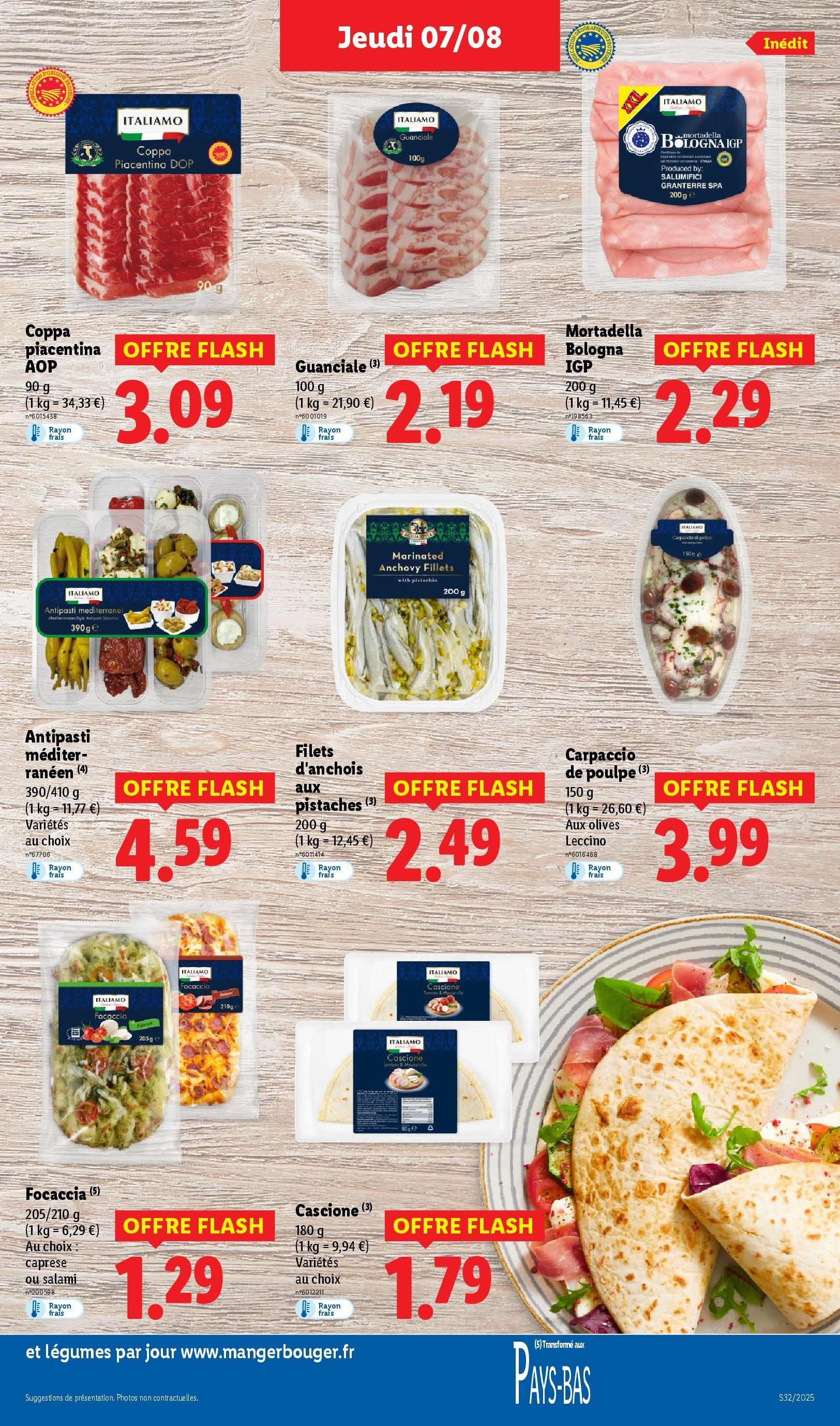Catalogue LIDL du 06/08/2025 | Promo prospectus en ligne | Page: 19 | Produits: Olives, Pistaches, Salami Catalogue LIDL du 06/08/2025 | Promo prospectus en ligne | Page: 19 | Produits: Olives, Pistaches, Salami