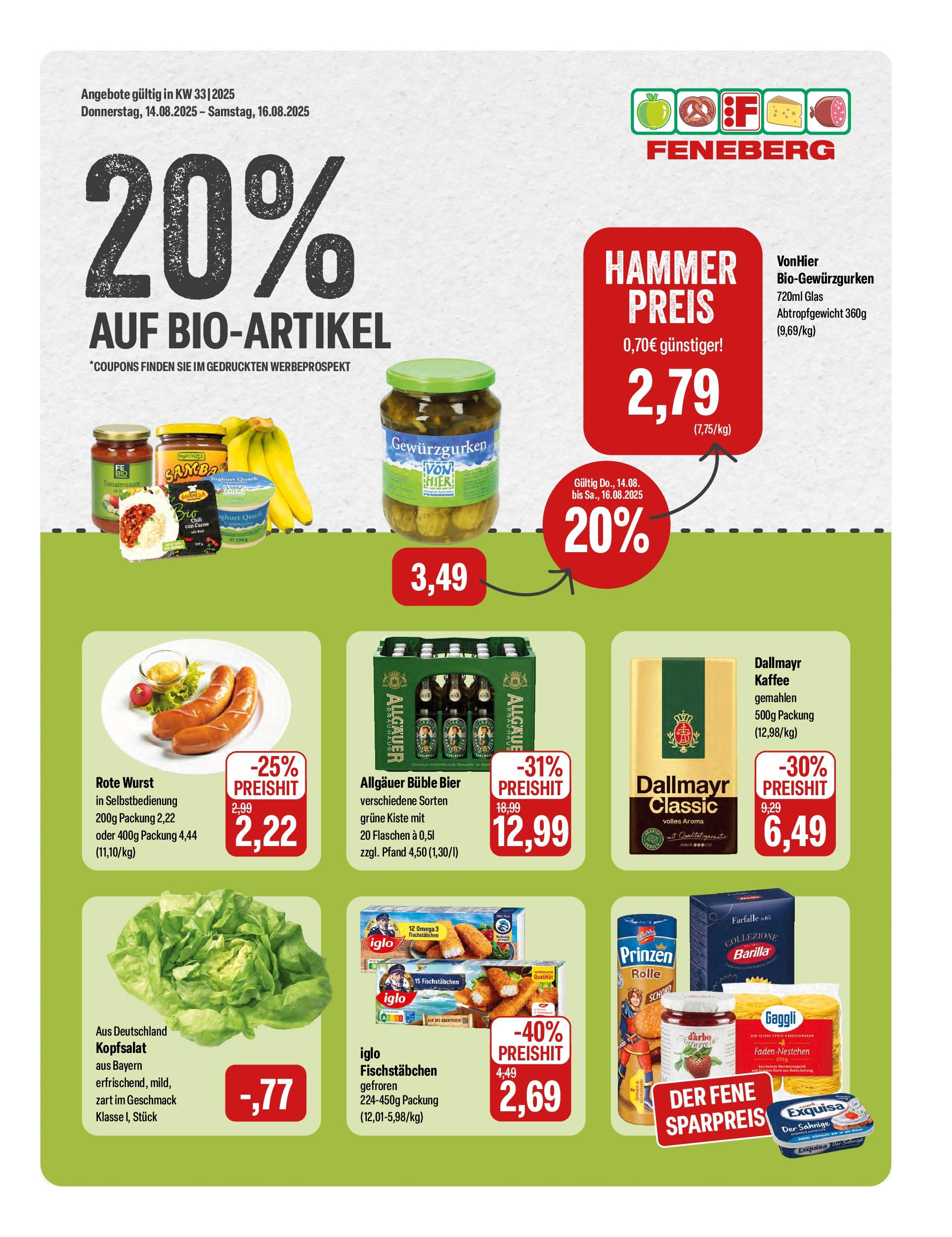 Feneberg Angebote (ab 14.08.2025) zum Blättern | Seite: 1 | Produkte: Quark, Joghurt, Exquisa, Wurst