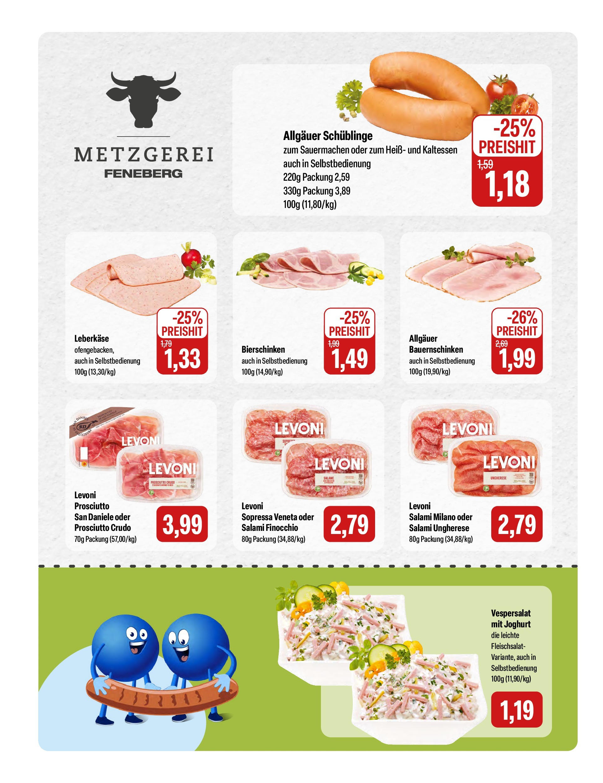 Feneberg Angebote (ab 14.08.2025) zum Blättern | Seite: 2 | Produkte: Joghurt, Salami, Leberkase
