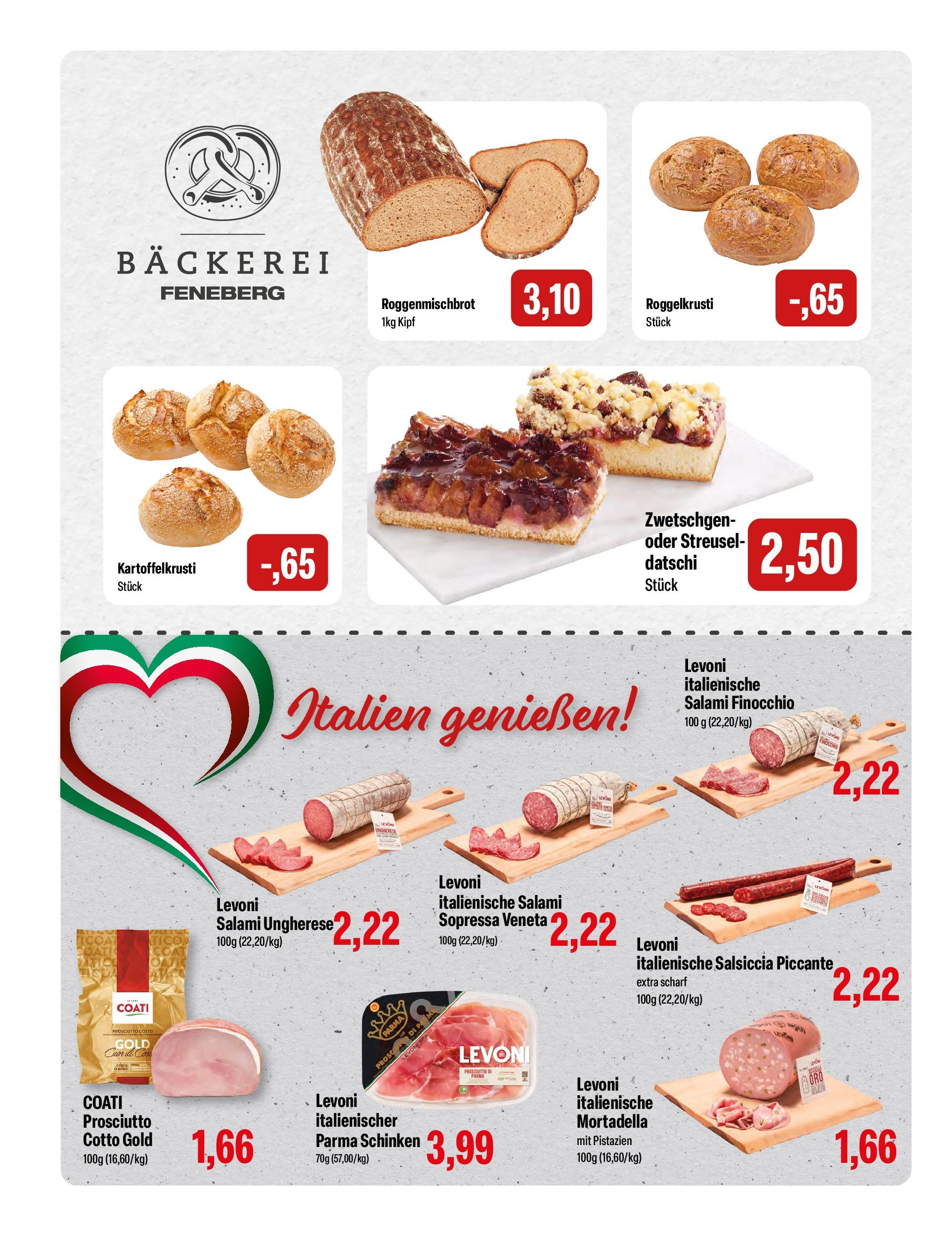 Feneberg Angebote (ab 14.08.2025) zum Blättern | Seite: 4 | Produkte: Bäckerei, Zwetschgen, Pistazien, Schinken