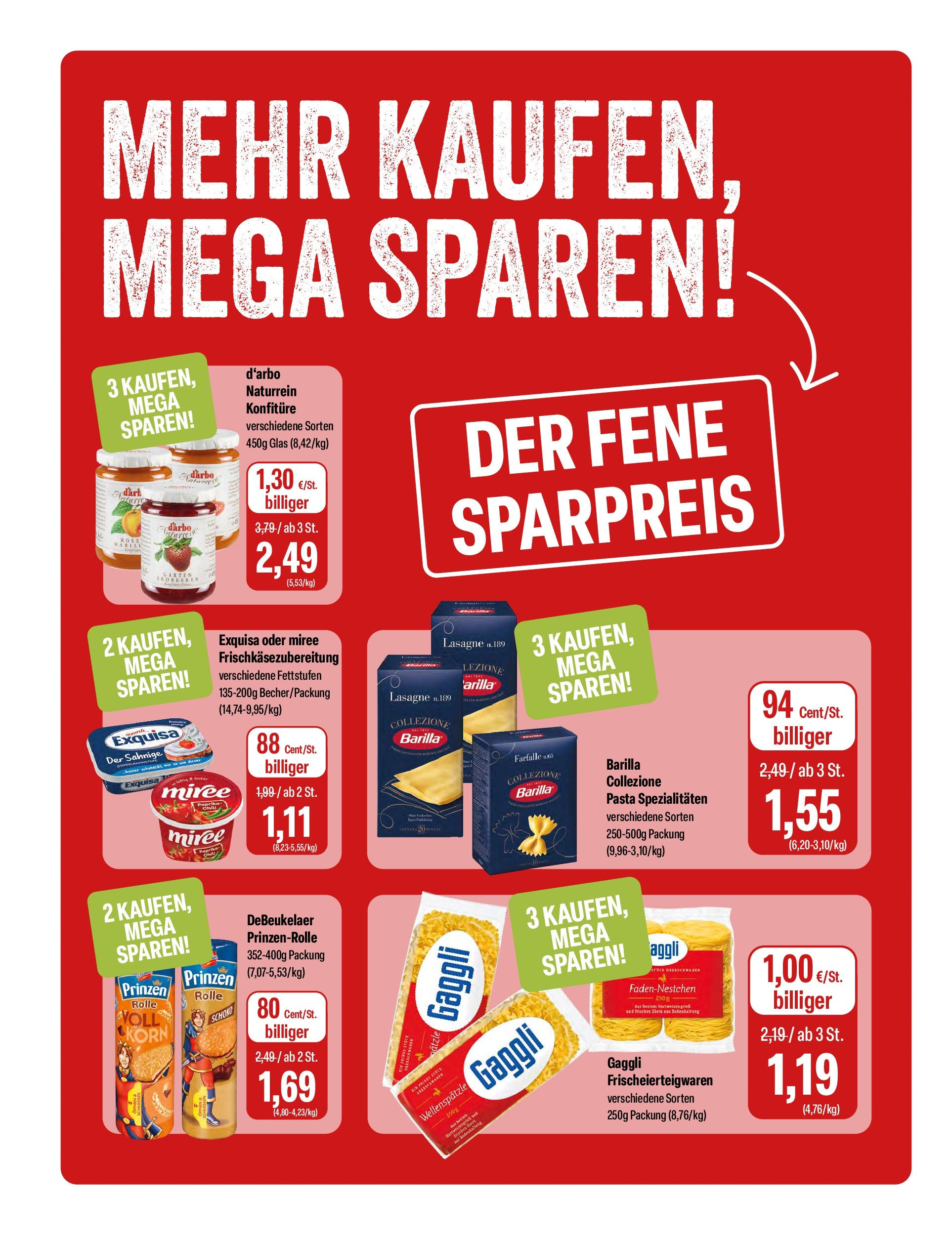 Feneberg Angebote (ab 14.08.2025) zum Blättern | Seite: 10 | Produkte: Barilla, Exquisa, Pasta, Erdbeeren