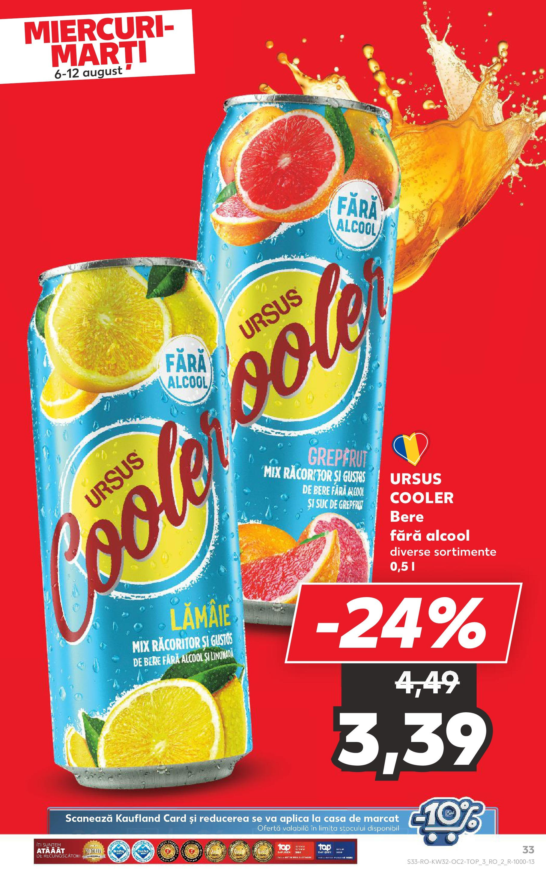 Catalog Kaufland - Sfântu Gheorghe 06.08.2025 - Revista si Oferta | Pagină: 33 | Produse: Sıcak su torbası, Suc, Bere, Lămâie