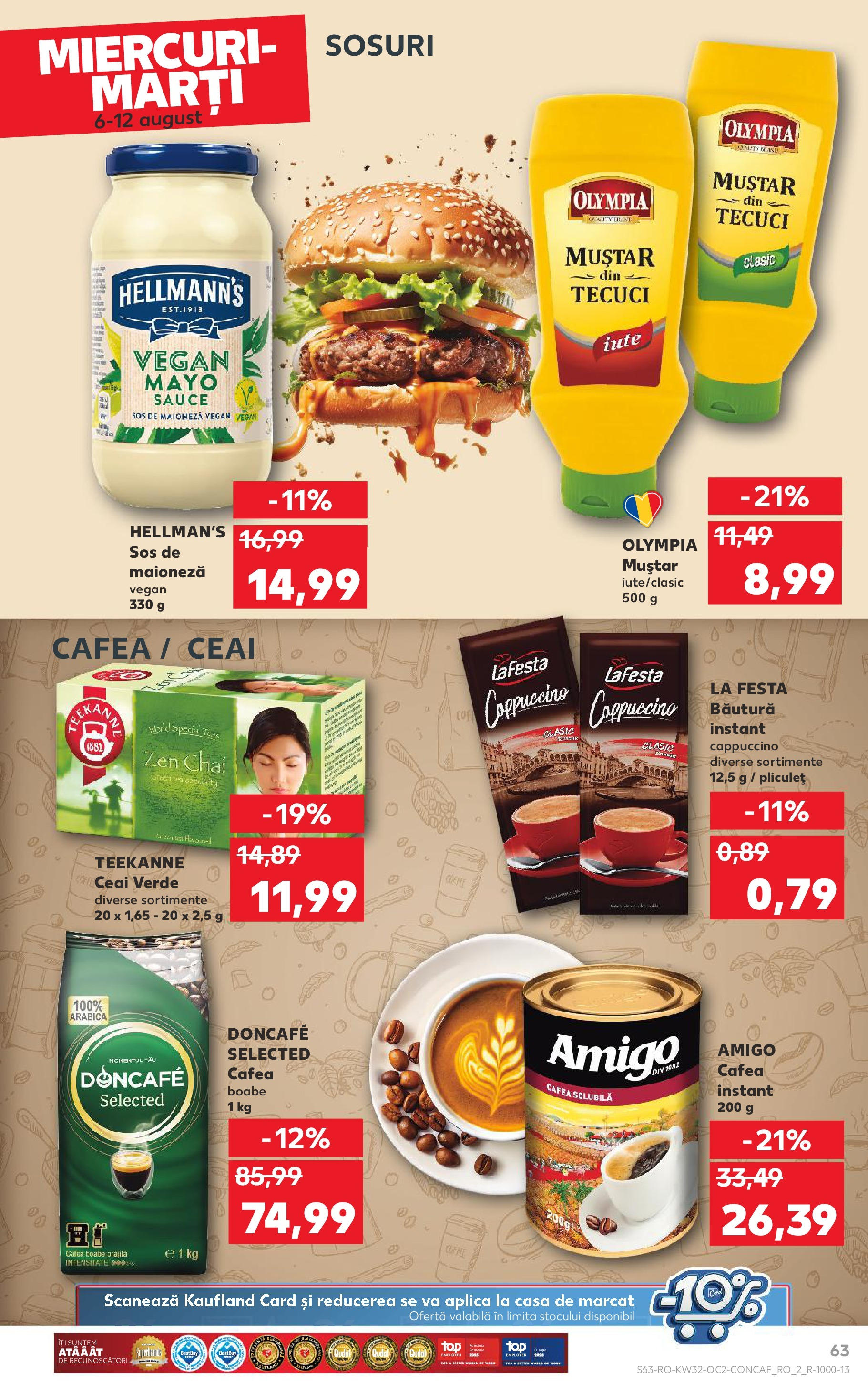 Catalog Kaufland - Sfântu Gheorghe 06.08.2025 - Revista si Oferta | Pagină: 63 | Produse: Cafea, Ceai, Muștar, Sos