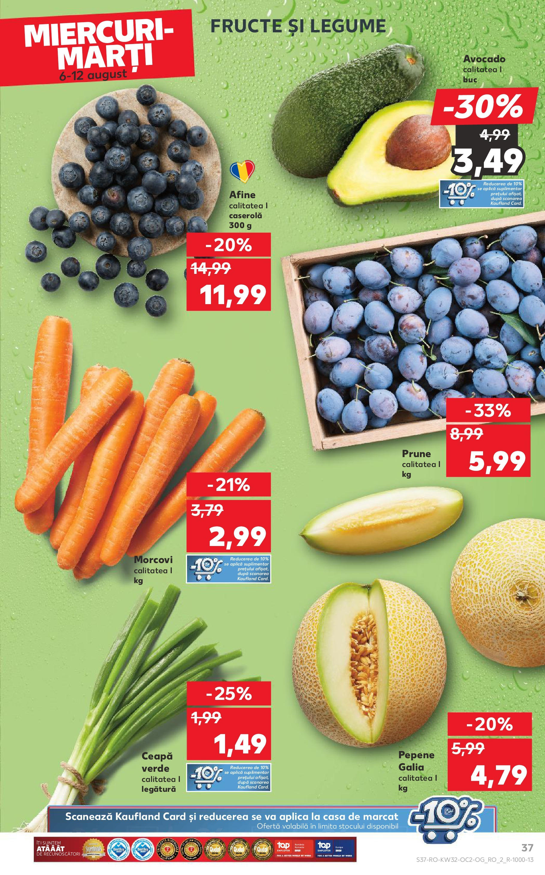 Catalog Kaufland - Sfântu Gheorghe 06.08.2025 - Revista si Oferta | Pagină: 37 | Produse: Prune, Morcovi, Ceapă, Legume