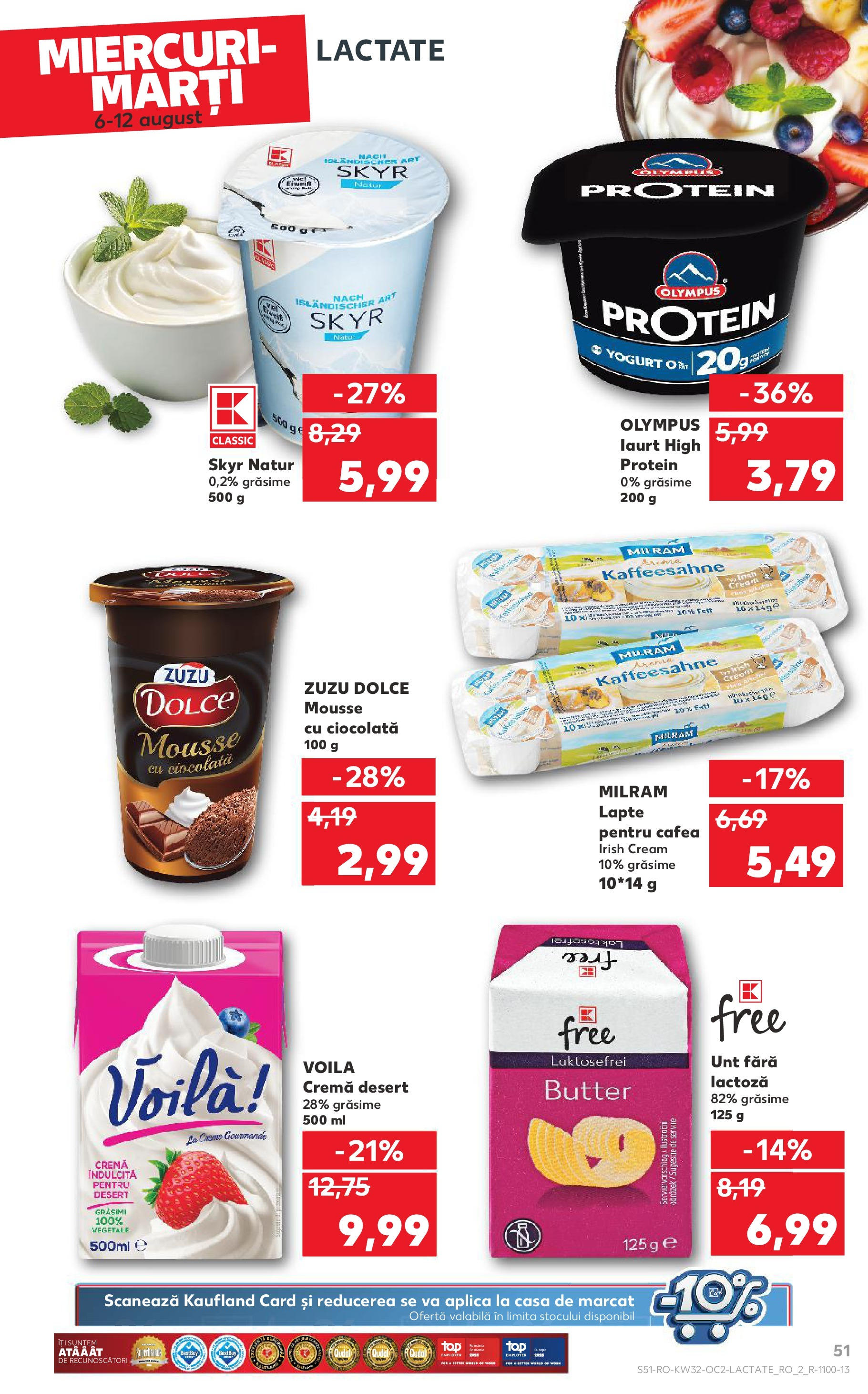 Catalog Kaufland - Sfântu Gheorghe 06.08.2025 - Revista si Oferta | Pagină: 51 | Produse: Lapte, Cremă, Cafea, Ciocolată