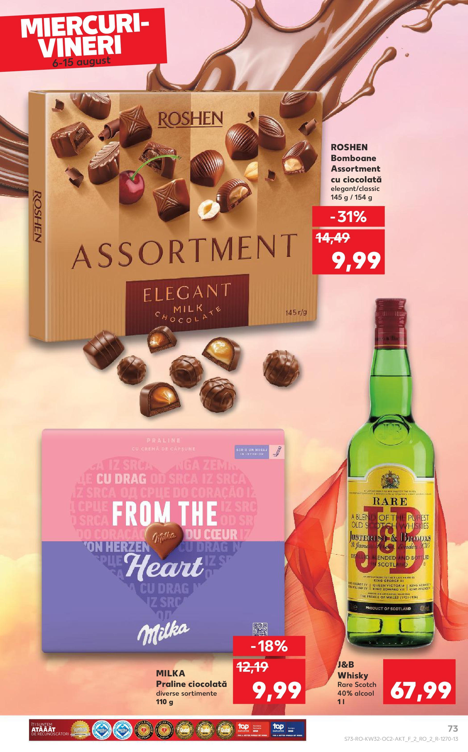 Catalog Kaufland - Sfântu Gheorghe 06.08.2025 - Revista si Oferta | Pagină: 73 | Produse: Praline, Cremă, Ciocolată, Bomboane