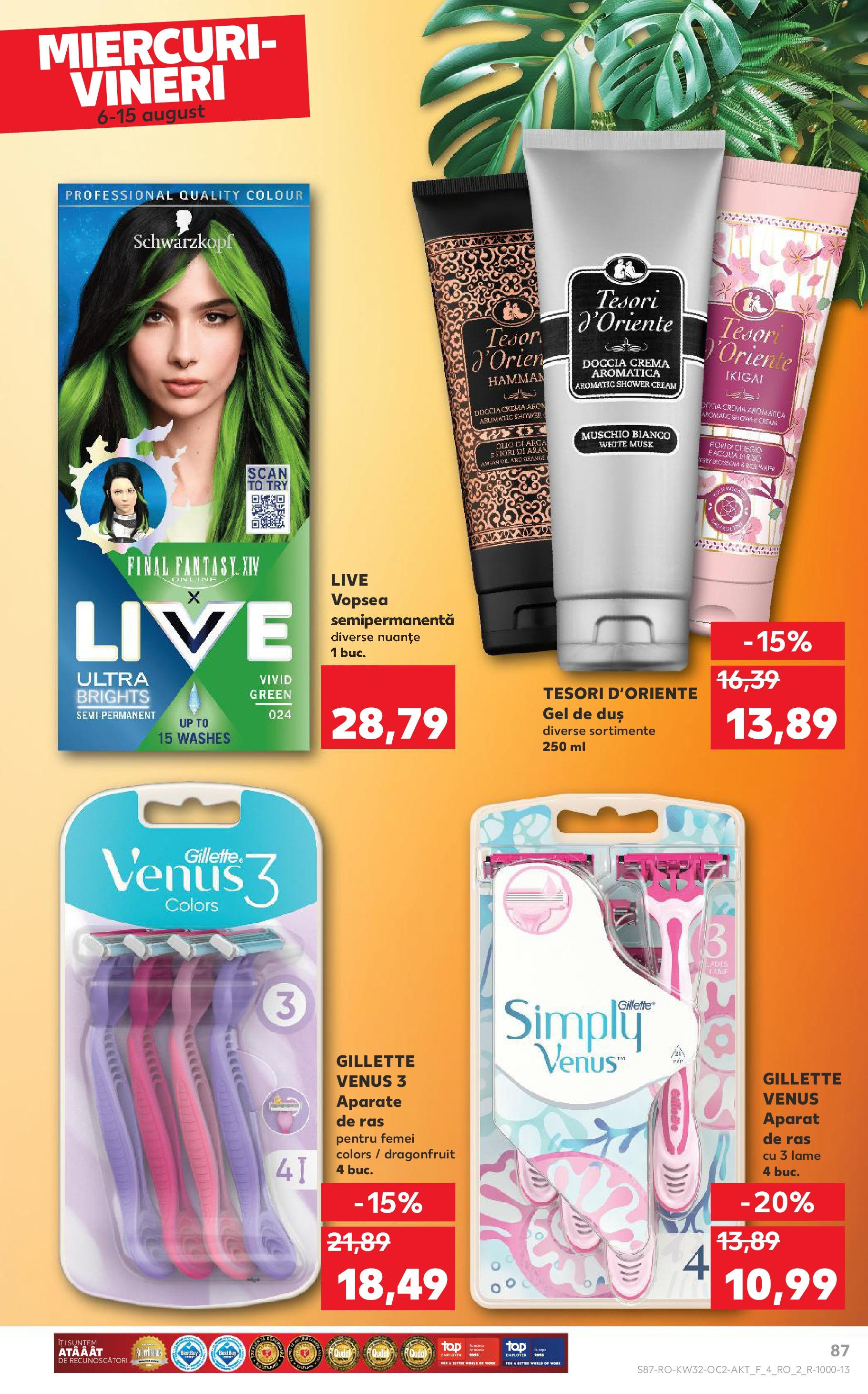 Catalog Kaufland - Sfântu Gheorghe 06.08.2025 - Revista si Oferta | Pagină: 87 | Produse: Aparat De Ras, Vopsea, Cremă, Gel de duș