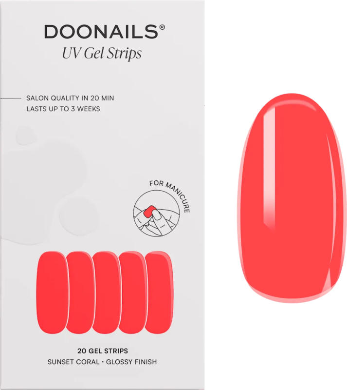 Doonails UV Gel Nagelfolien, Gel Strips Sunset Coral