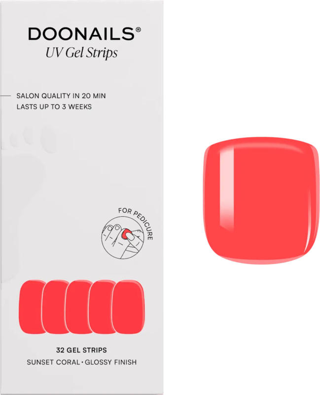 Doonails UV Gel Nagelfolien, Pediküre Gel Strips Sunset Coral