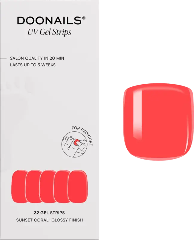 Doonails UV Gel Nagelfolien, Pediküre Gel Strips Sunset Coral