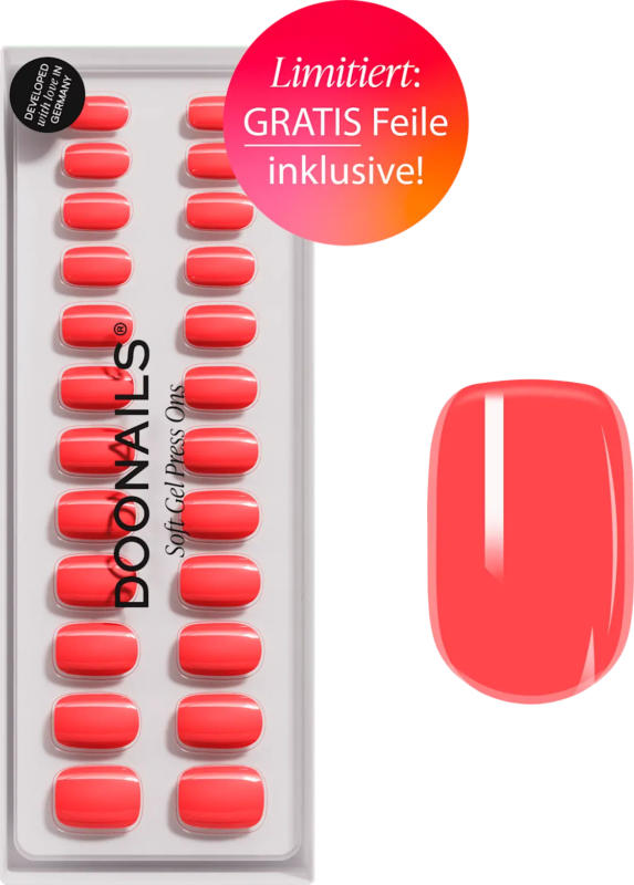 Doonails Soft Gel Press Ons Sunset Coral