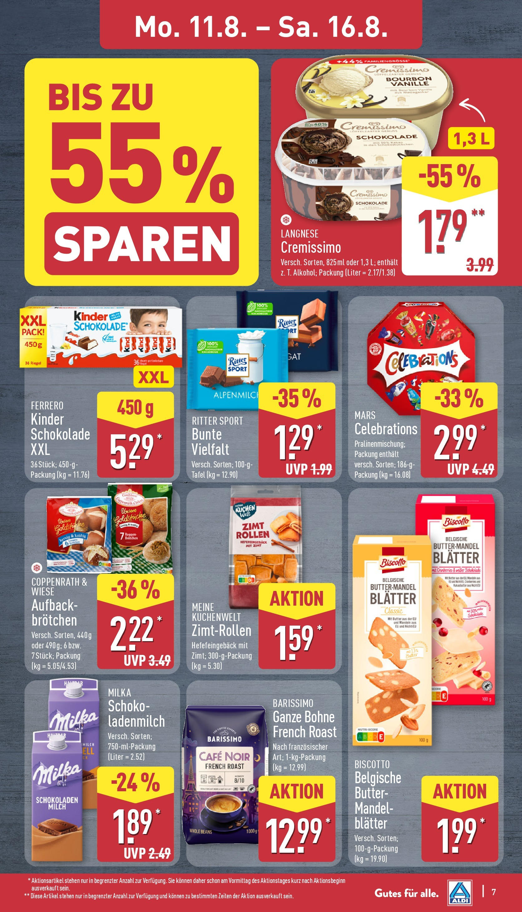 Aldi Prospekt 	 (ab 11.08.2025) » Angebote Online | Seite: 7 | Produkte: Schokolade, Ritter sport, Celebrations, Mars