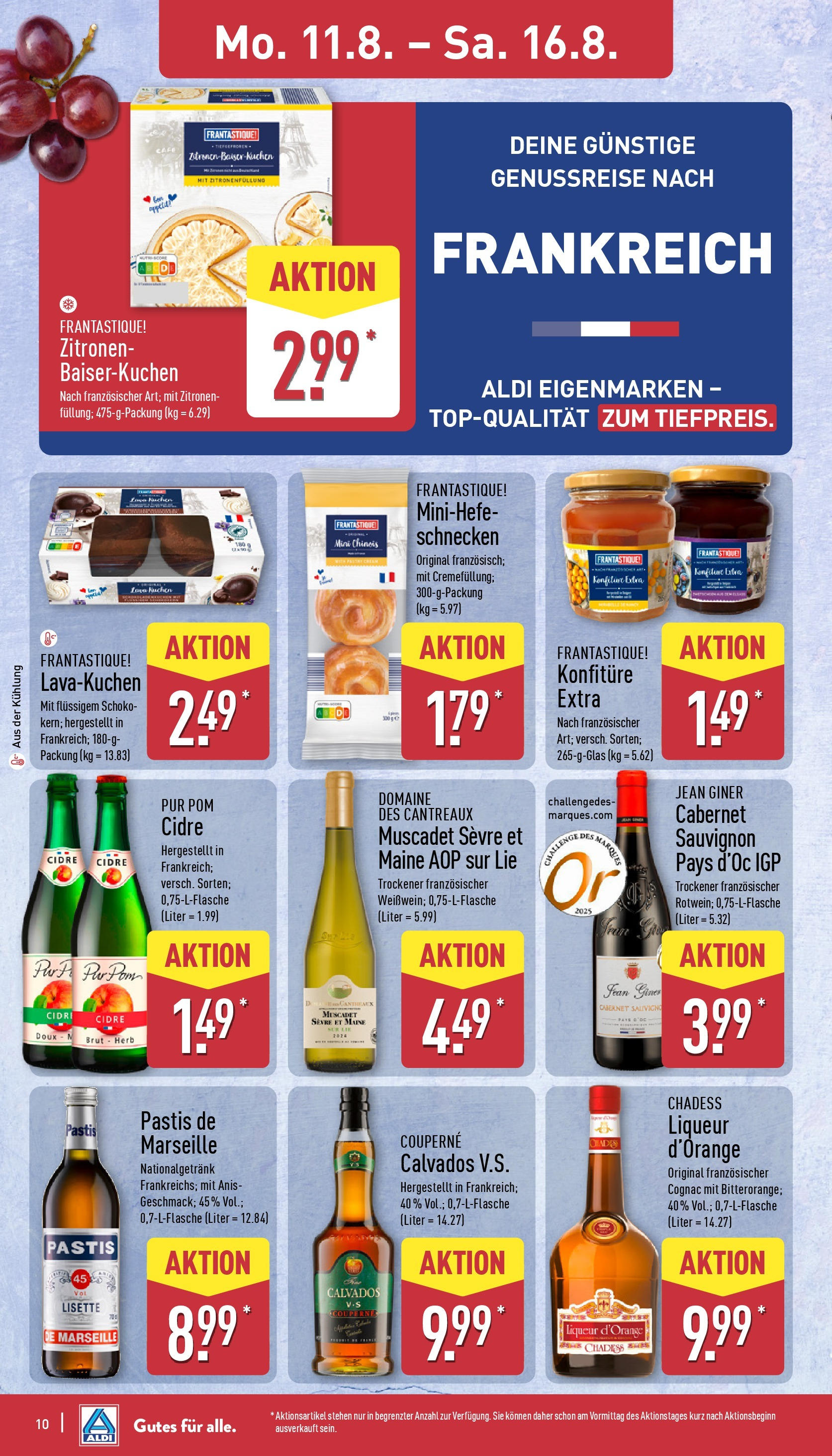 Aldi Prospekt 	 (ab 11.08.2025) » Angebote Online | Seite: 10 | Produkte: Kuchen, Zitronen