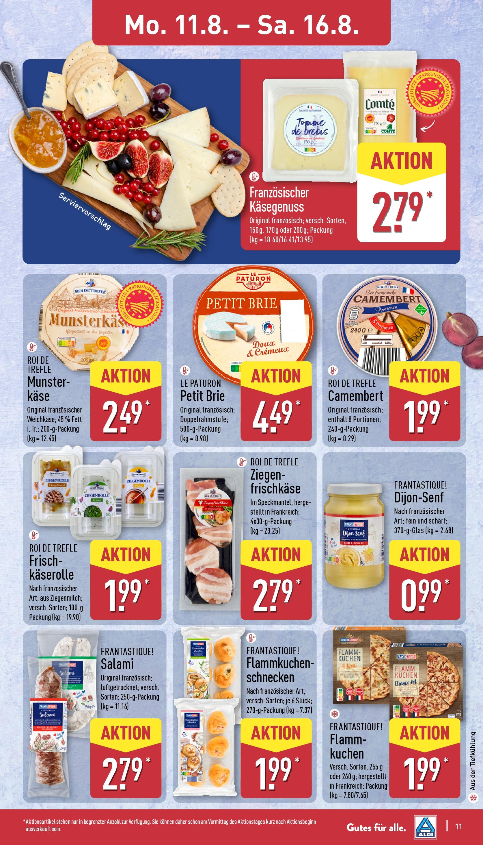 Aldi Prospekt 	 (ab 11.08.2025) » Angebote Online | Seite: 11 | Produkte: Käse, Salami, Kuchen, Frischkase