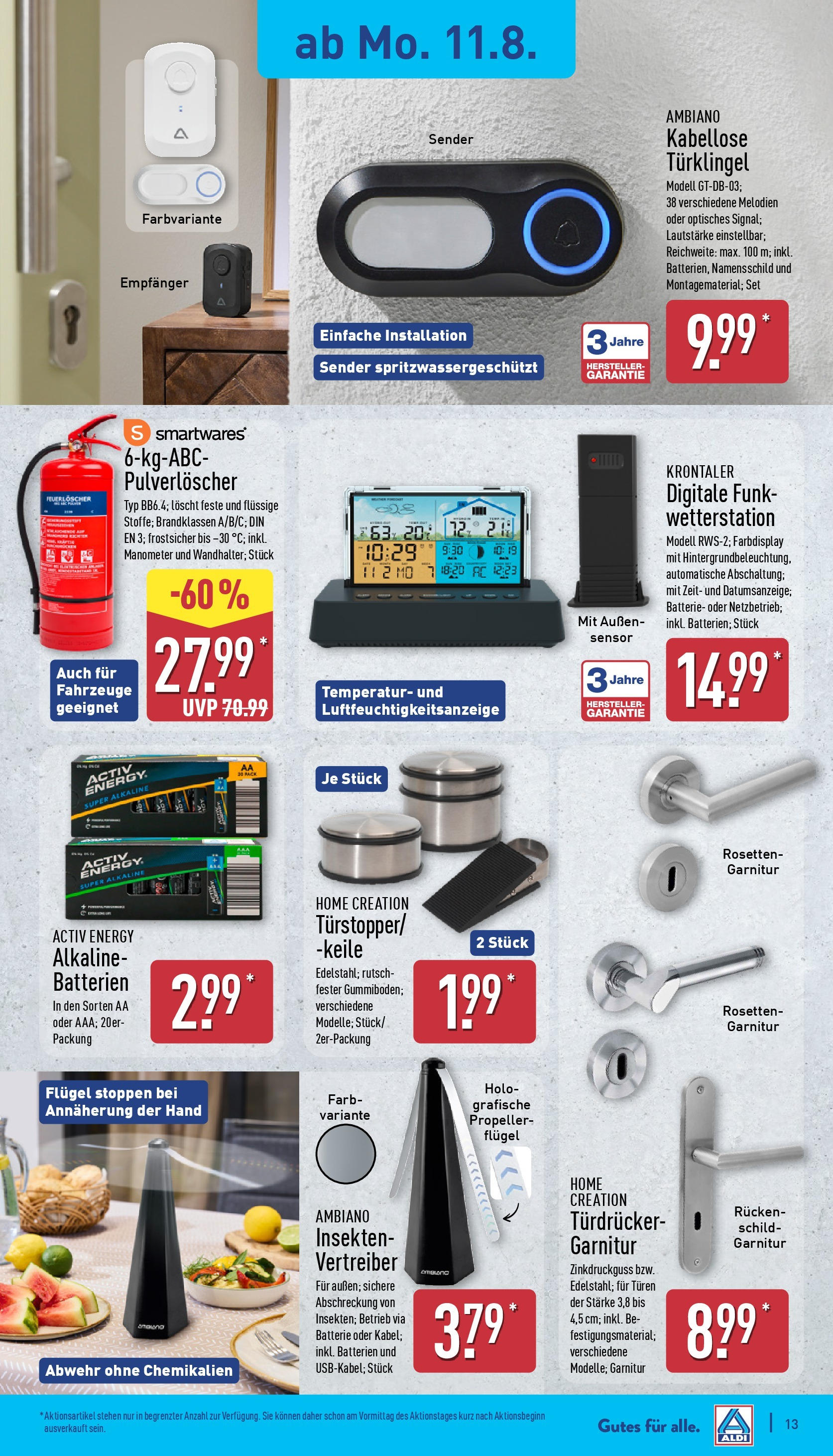 Aldi Prospekt 	 (ab 11.08.2025) » Angebote Online | Seite: 13 | Produkte: Manometer, Batterien, Batterie, Home creation