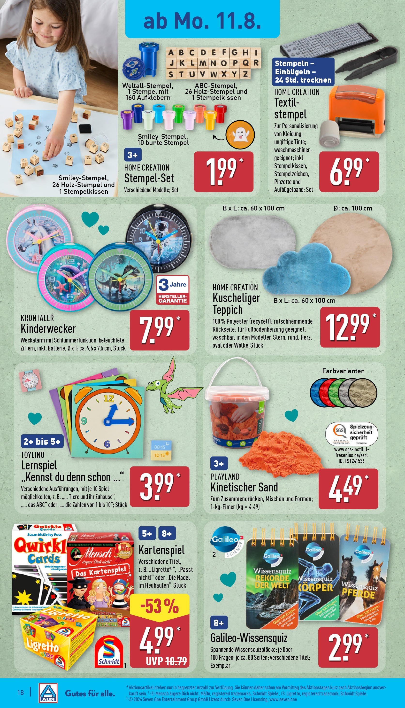 Aldi Prospekt 	 (ab 11.08.2025) » Angebote Online | Seite: 18 | Produkte: Spiel, Teppich, Pinzette, Home creation