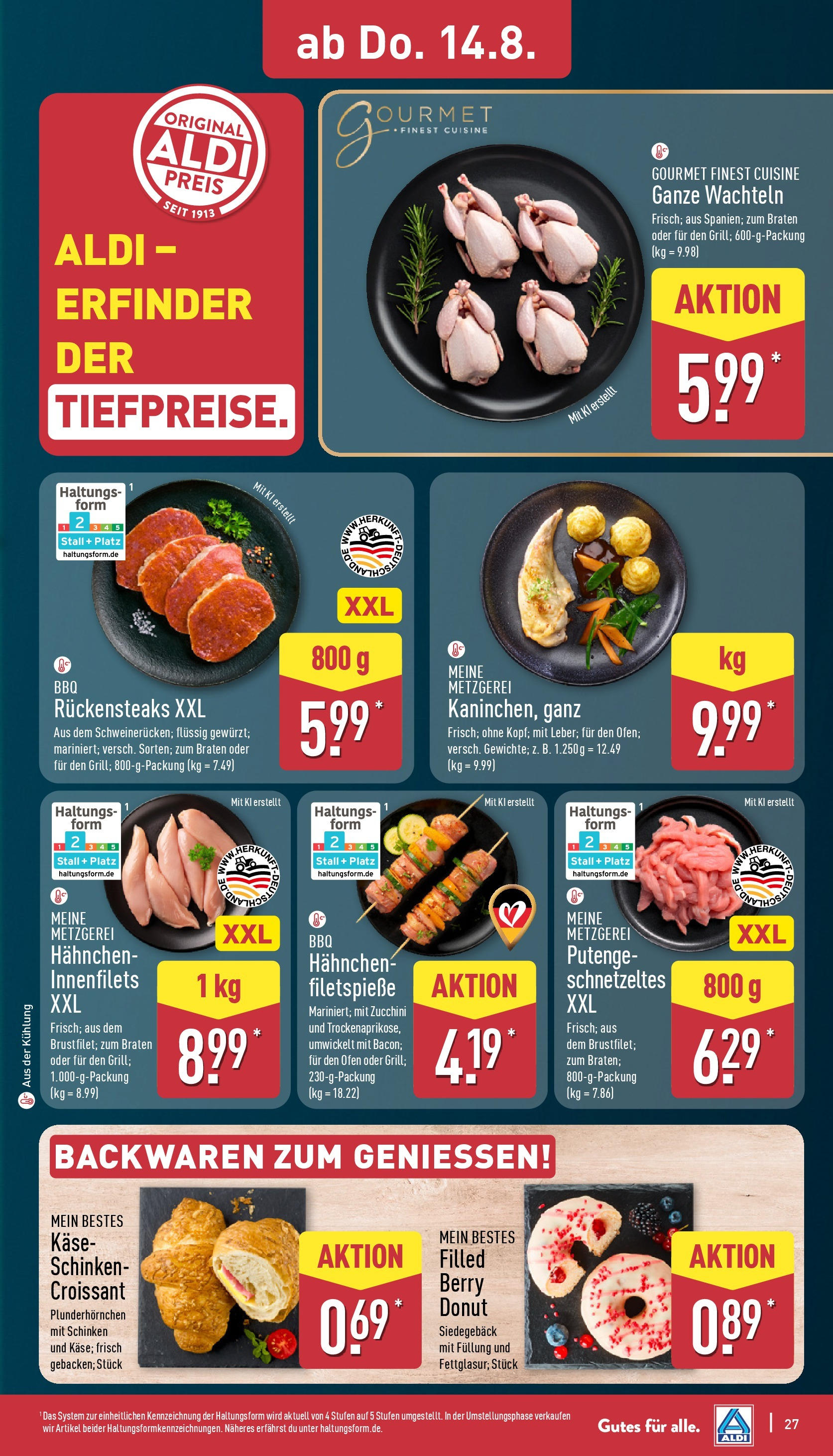 Aldi Prospekt 	 (ab 11.08.2025) » Angebote Online | Seite: 27 | Produkte: Ofen, Käse, Schinken, Zucchini