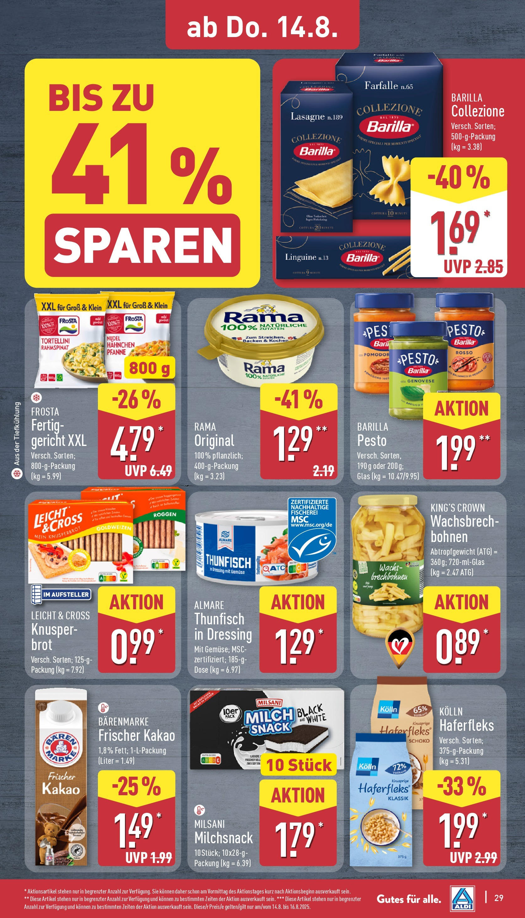 Aldi Prospekt 	 (ab 11.08.2025) » Angebote Online | Seite: 29 | Produkte: Hahnchen, Barilla, Dressing, Gemüse