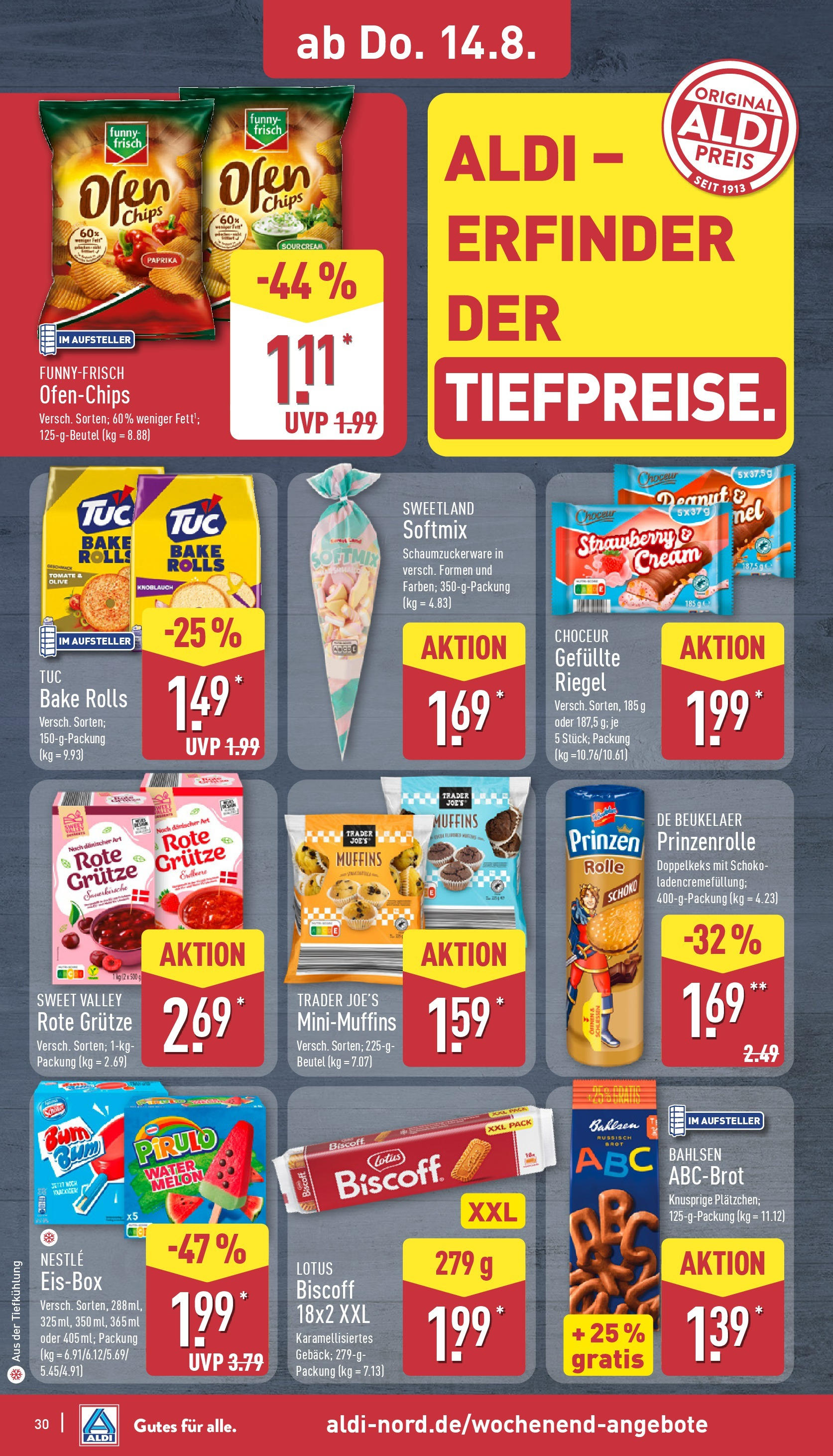 Aldi Prospekt 	 (ab 11.08.2025) » Angebote Online | Seite: 30 | Produkte: Ofen, Funny frisch, Knoblauch, Chips