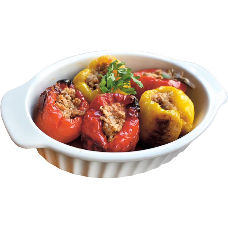 Paprika gefüllt mit Schweinefleisch und Reis, roh, tiefgefroren /lose