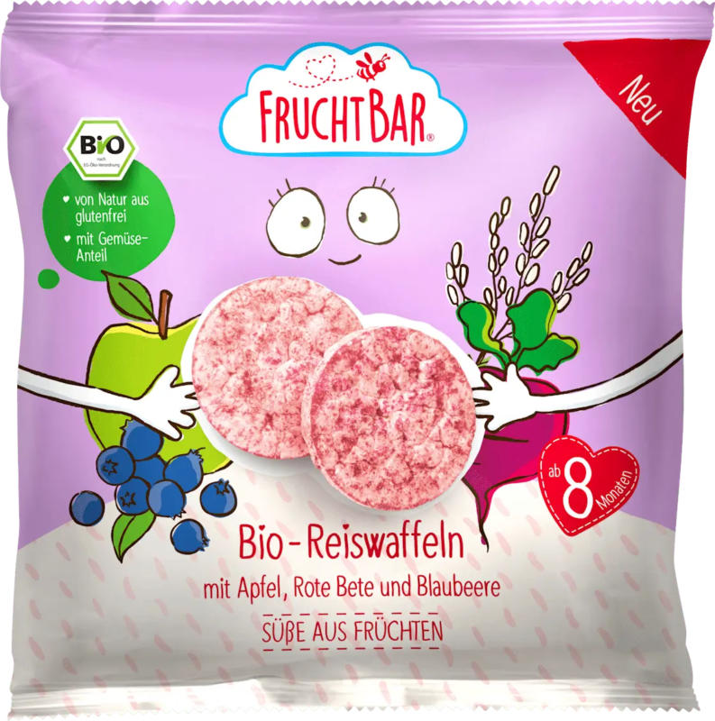 FruchtBar Babysnack Reiswaffeln mit Apfel, rote Bete & Blaubeere ab 8 Monaten