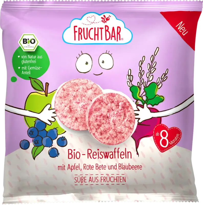 FruchtBar Babysnack Reiswaffeln mit Apfel, rote Bete & Blaubeere ab 8 Monaten