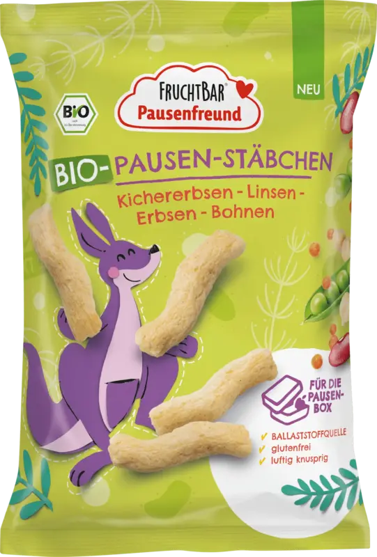 FRUCHTBAR Pausenfreund Kindersnack Knusper-Stäbchen Hülsenfrüchte ab 3 Jahren