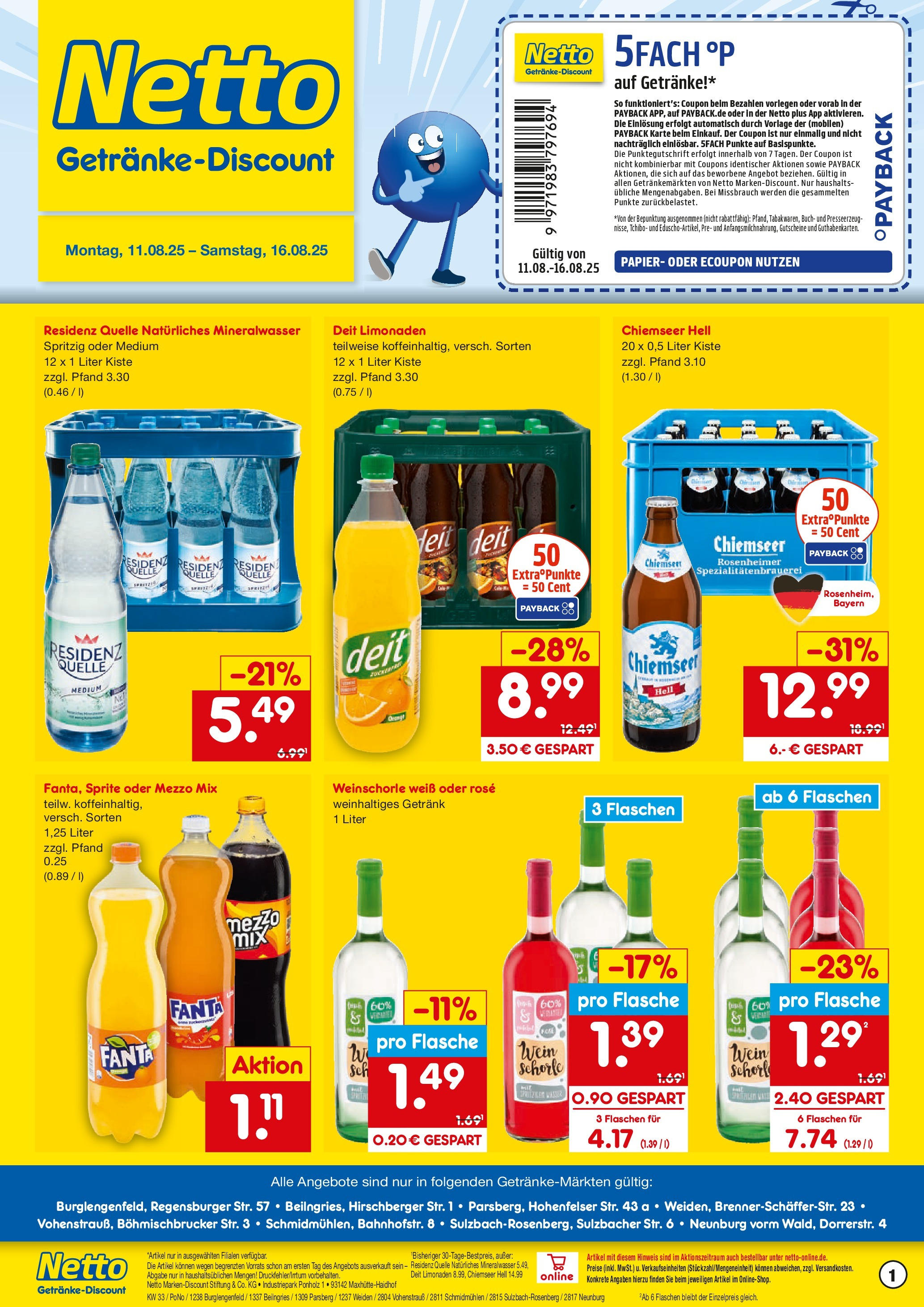Netto Marken-Discount prospekt Weiden (ab 11.08.2025) » Angebote | Seite: 1 | Produkte: Fanta, Sprite, Weinschorle, Oder mezzo mix Netto Marken-Discount prospekt Weiden (ab 11.08.2025) » Angebote | Seite: 1 | Produkte: Fanta, Sprite, Weinschorle, Oder mezzo mix