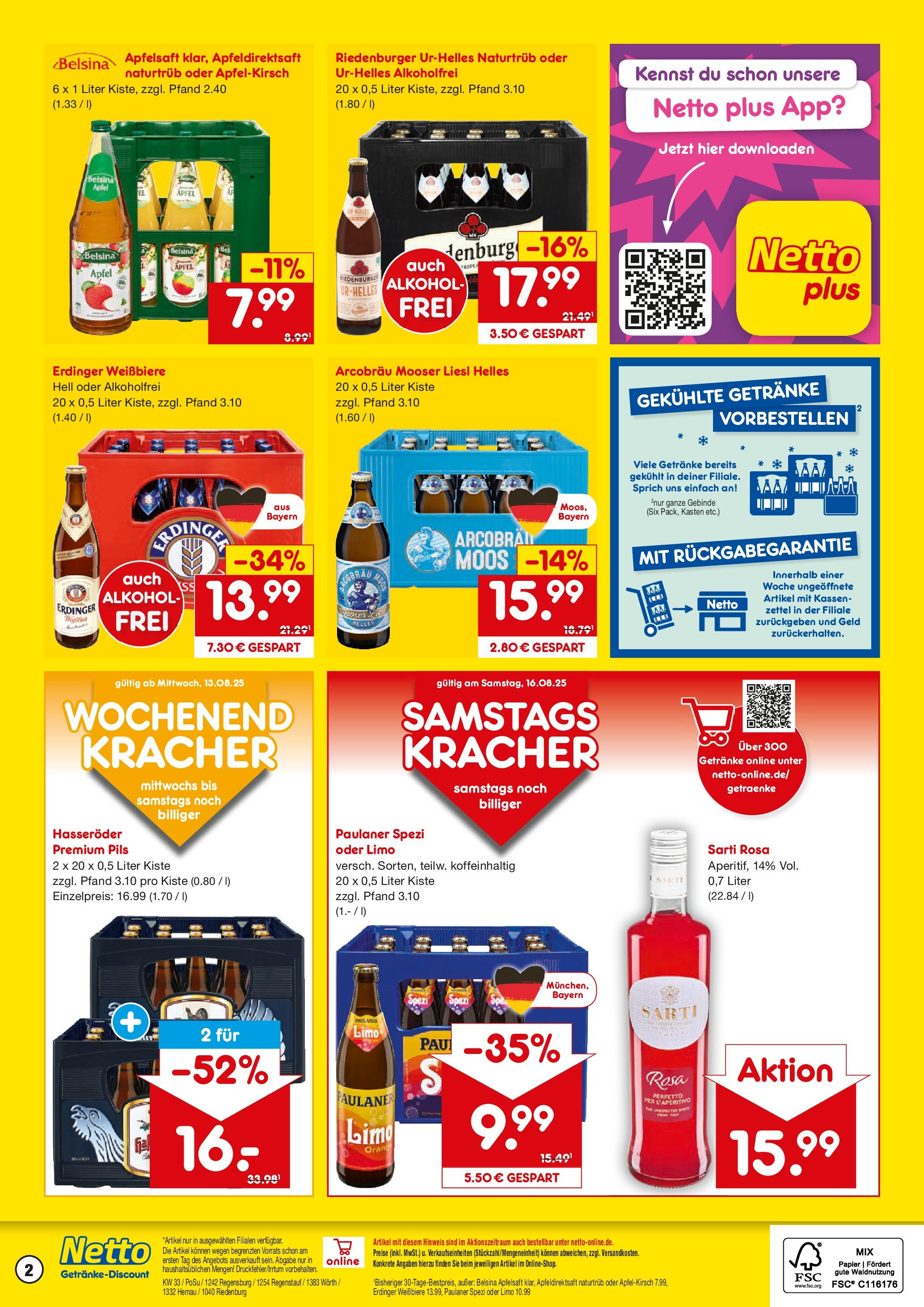 Netto Marken-Discount prospekt Regensburg	 (ab 11.08.2025) » Angebote | Seite: 2 | Produkte: Pils, Äpfel, Apfelsaft, Paulaner