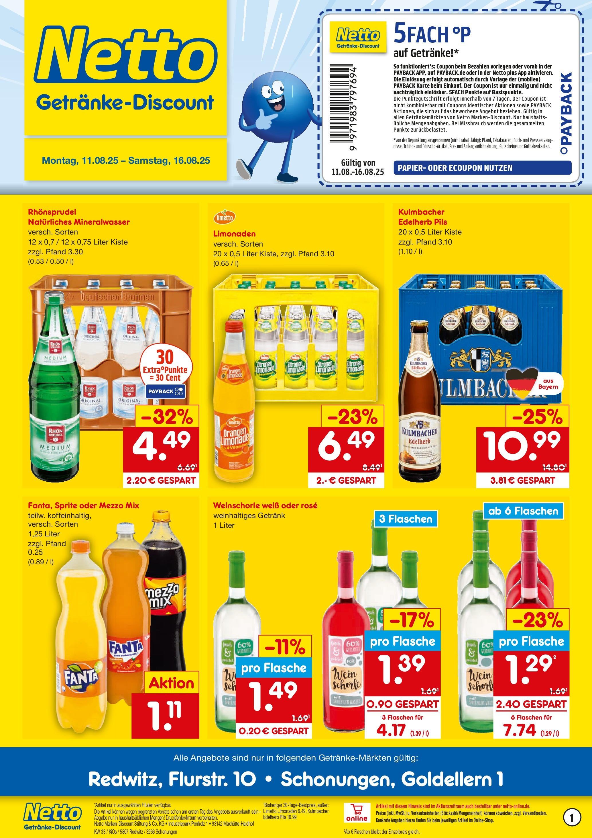 Netto Marken-Discount prospekt Schonungen (ab 11.08.2025) » Angebote | Seite: 1 | Produkte: Sprite, Orangen, Limonade, Mineralwasser Netto Marken-Discount prospekt Schonungen (ab 11.08.2025) » Angebote | Seite: 1 | Produkte: Sprite, Orangen, Limonade, Mineralwasser
