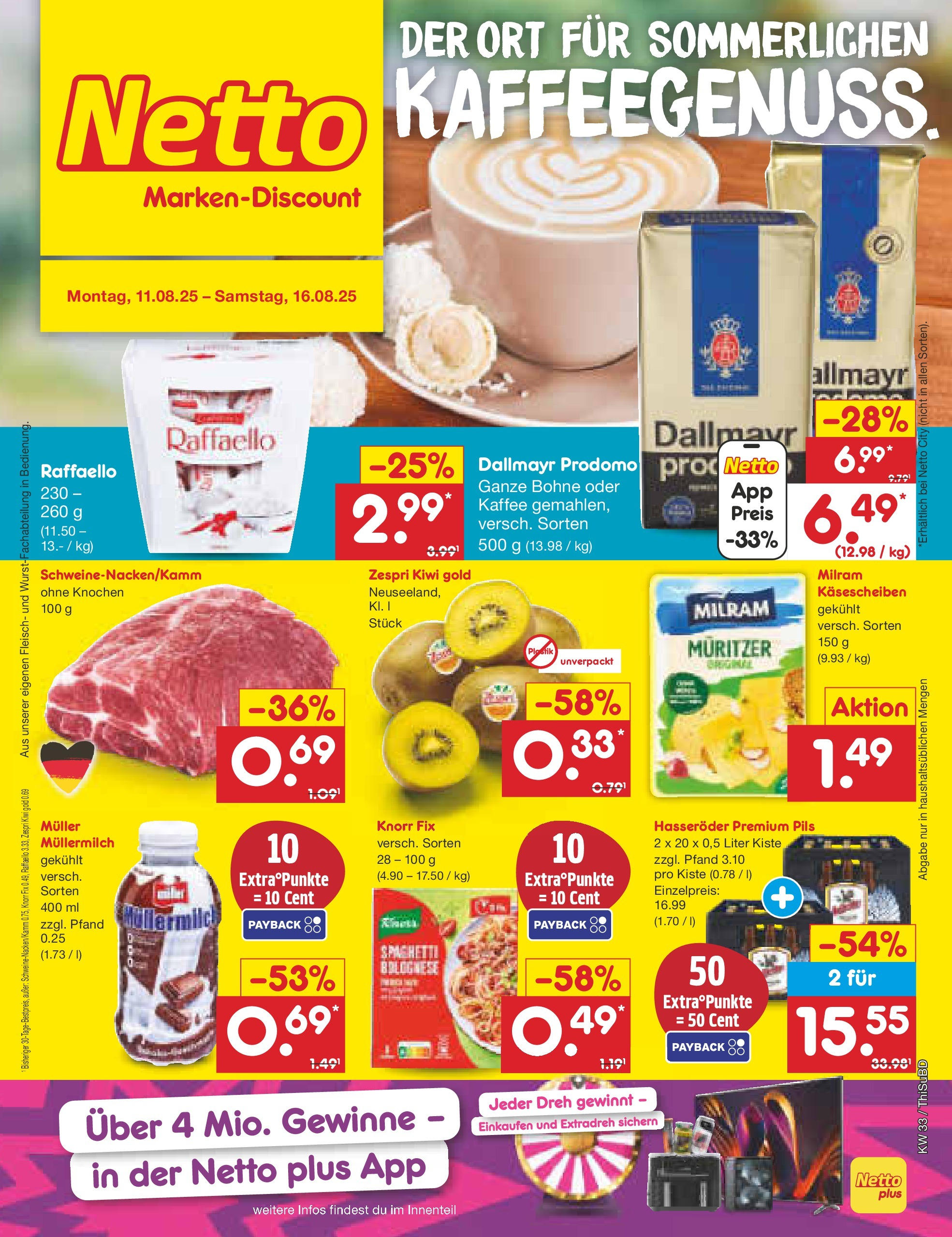 Netto Marken-Discount prospekt Thiendorf	 (ab 11.08.2025) » Angebote | Seite: 1 | Produkte: Knorr fix, Hasseröder, Dallmayr prodomo, Fleisch