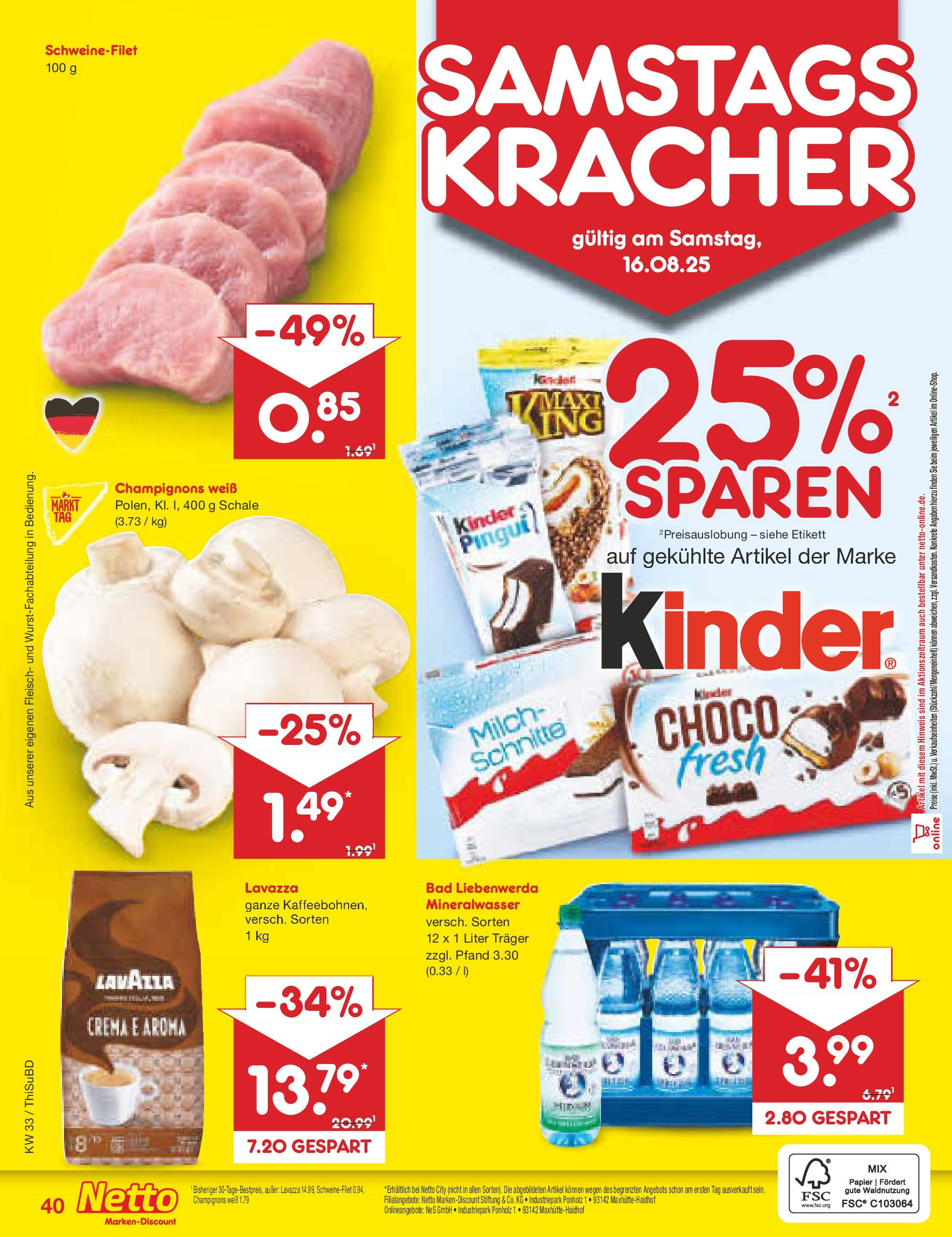 Netto Marken-Discount prospekt Thiendorf	 (ab 11.08.2025) » Angebote | Seite: 60 | Produkte: Lavazza, Milch, Schweinefilet, Fleisch
