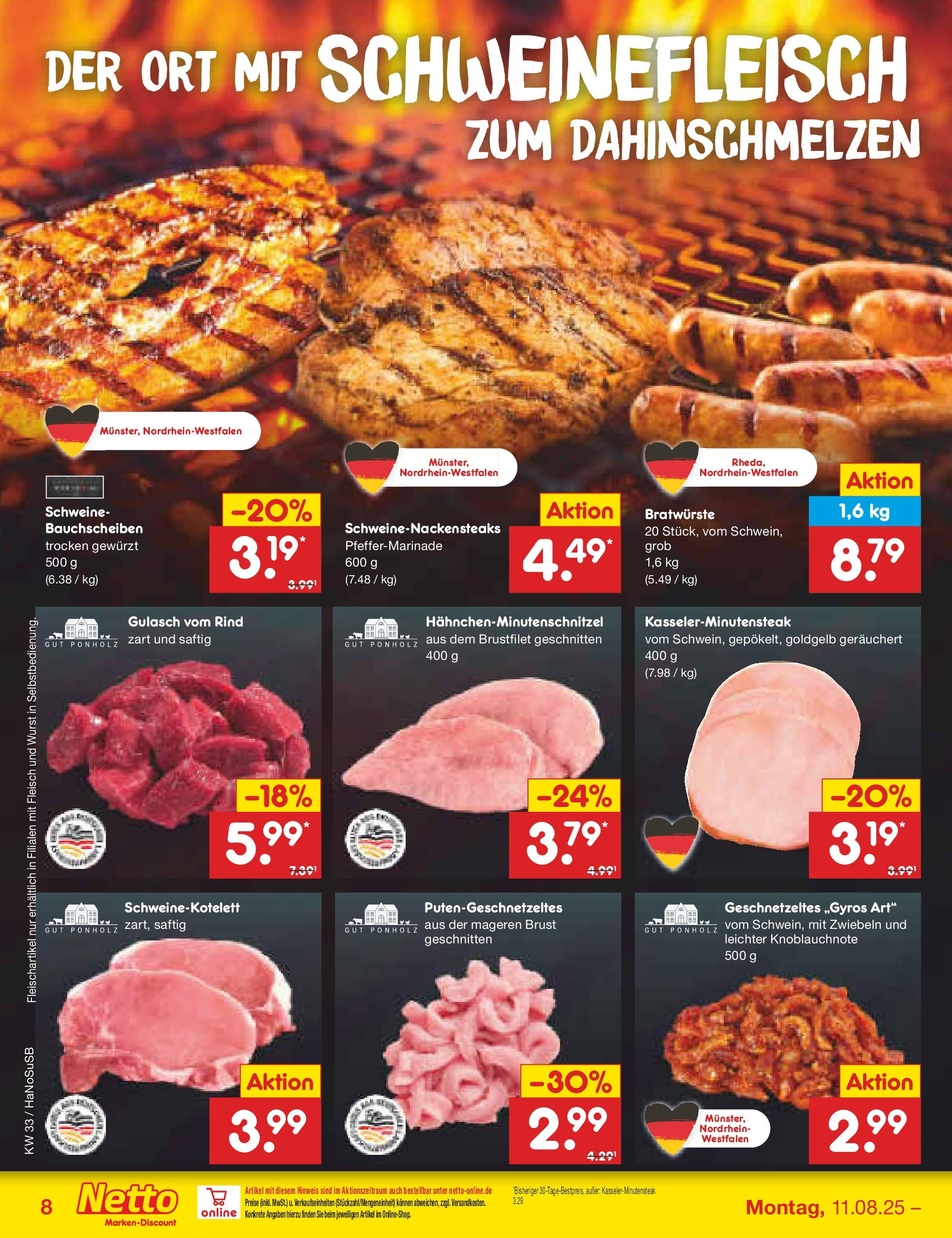 Netto Marken-Discount prospekt Wuppertal (ab 11.08.2025) » Angebote | Seite: 14 | Produkte: Zwiebeln, Gulasch, Wurst, Fleisch Netto Marken-Discount prospekt Wuppertal (ab 11.08.2025) » Angebote | Seite: 14 | Produkte: Zwiebeln, Gulasch, Wurst, Fleisch