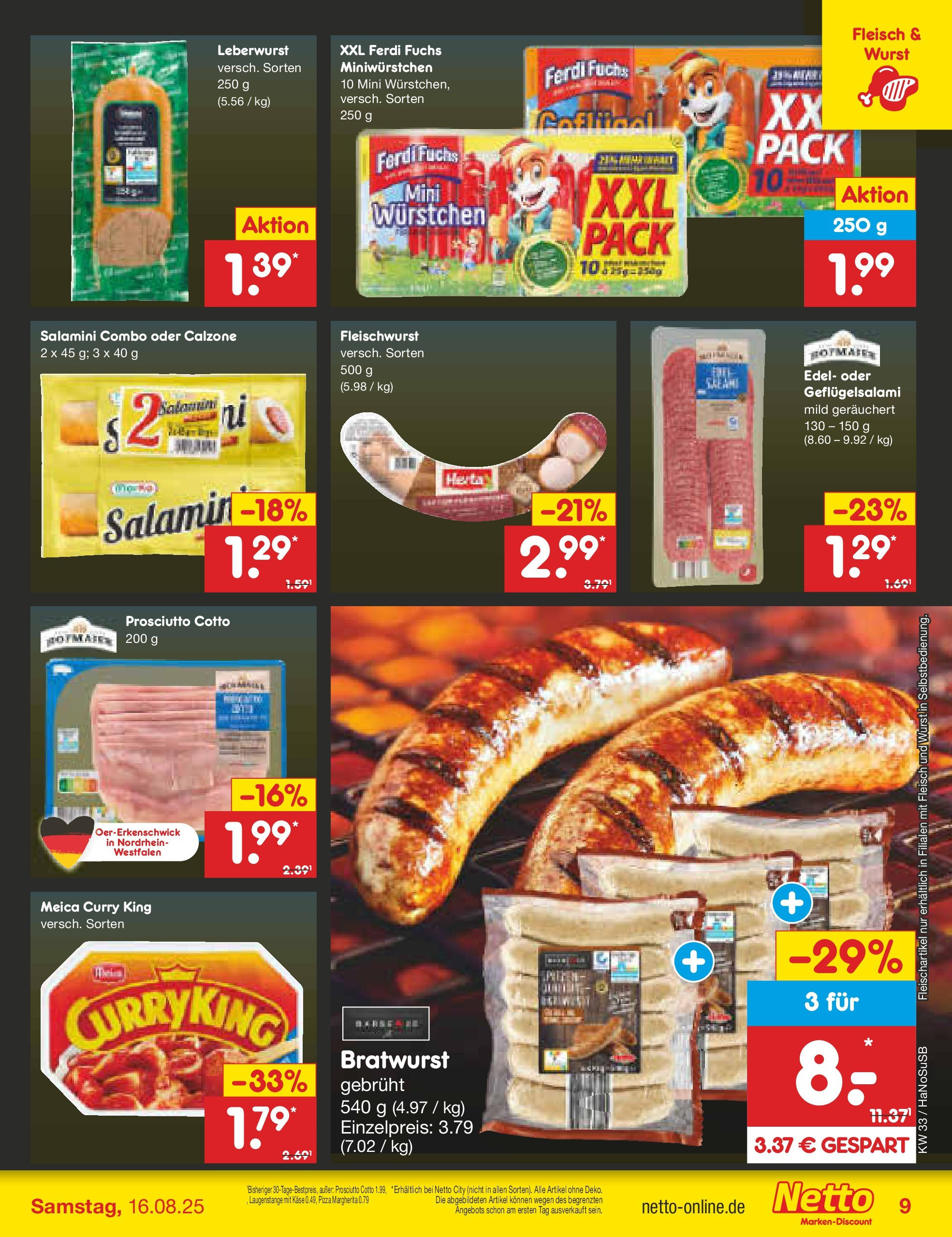 Netto Marken-Discount prospekt Wuppertal (ab 11.08.2025) » Angebote | Seite: 15 | Produkte: Käse, Wurst, Pizza, Fleisch Netto Marken-Discount prospekt Wuppertal (ab 11.08.2025) » Angebote | Seite: 15 | Produkte: Käse, Wurst, Pizza, Fleisch