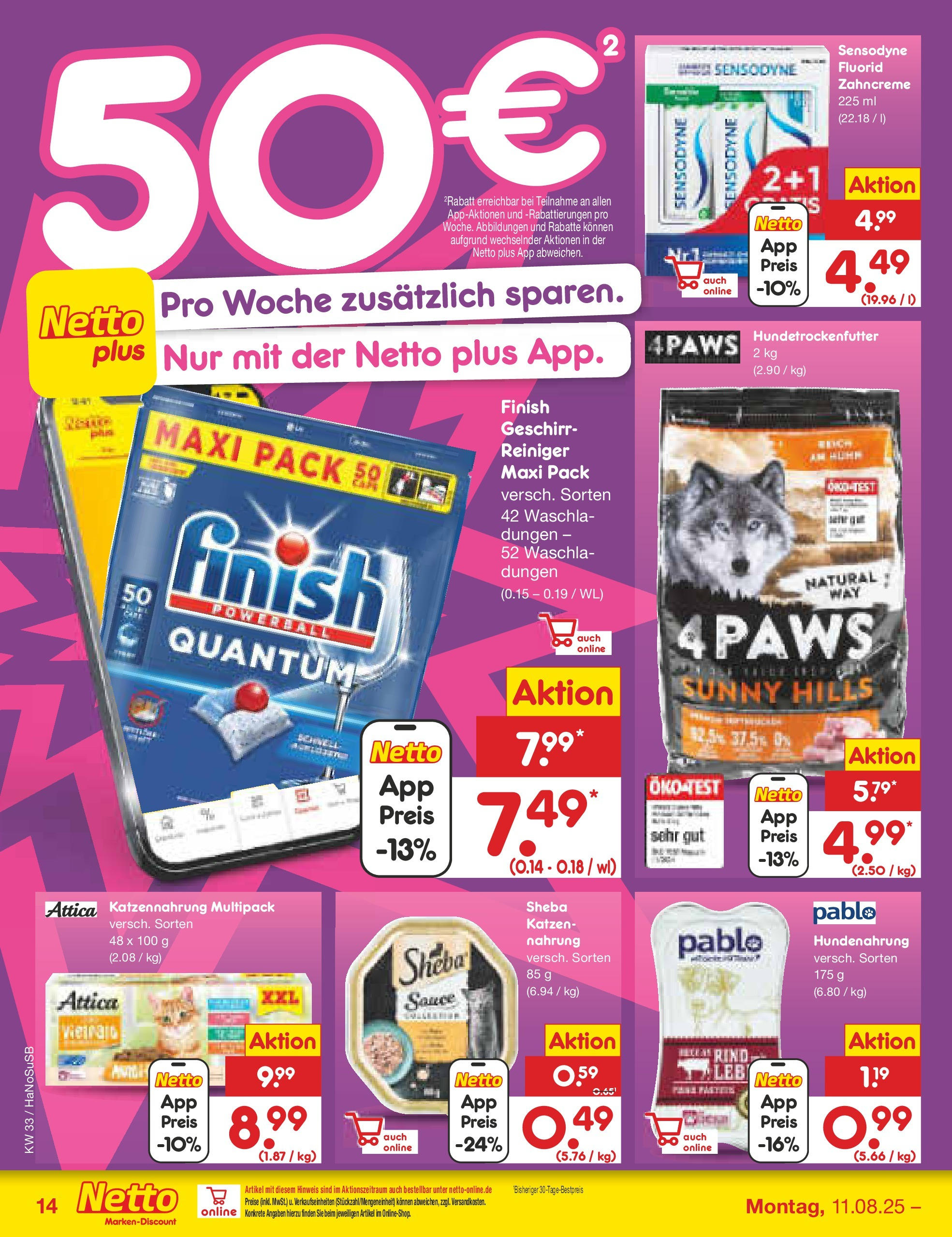 Netto Marken-Discount prospekt Wuppertal (ab 11.08.2025) » Angebote | Seite: 22 | Produkte: Sheba, Finish Netto Marken-Discount prospekt Wuppertal (ab 11.08.2025) » Angebote | Seite: 22 | Produkte: Sheba, Finish