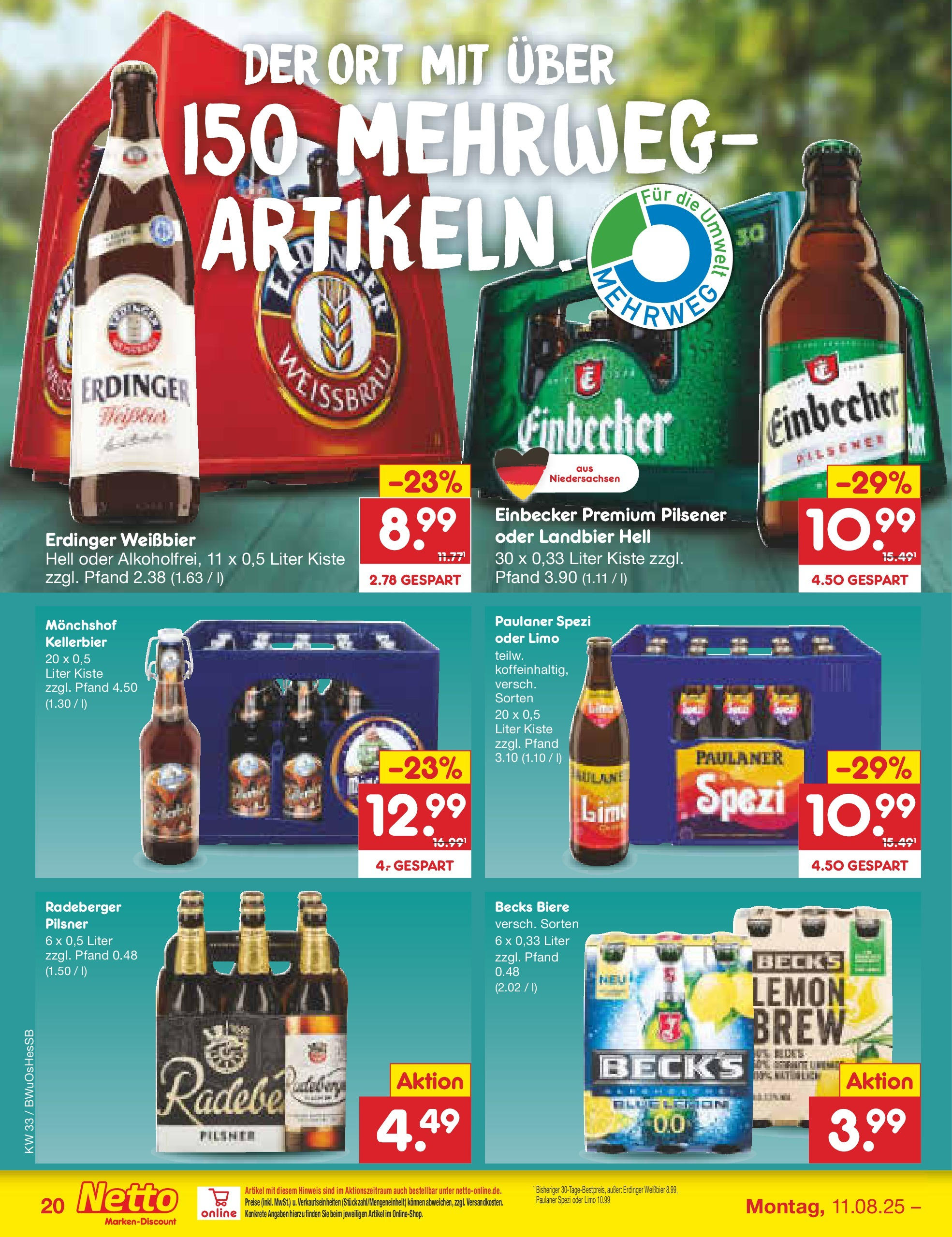 Netto Marken-Discount prospekt Witzenhausen (ab 07.08.2025) » Angebote | Seite: 28 | Produkte: Monchshof, Erdinger, Weißbier, Paulaner Netto Marken-Discount prospekt Witzenhausen (ab 07.08.2025) » Angebote | Seite: 28 | Produkte: Monchshof, Erdinger, Weißbier, Paulaner