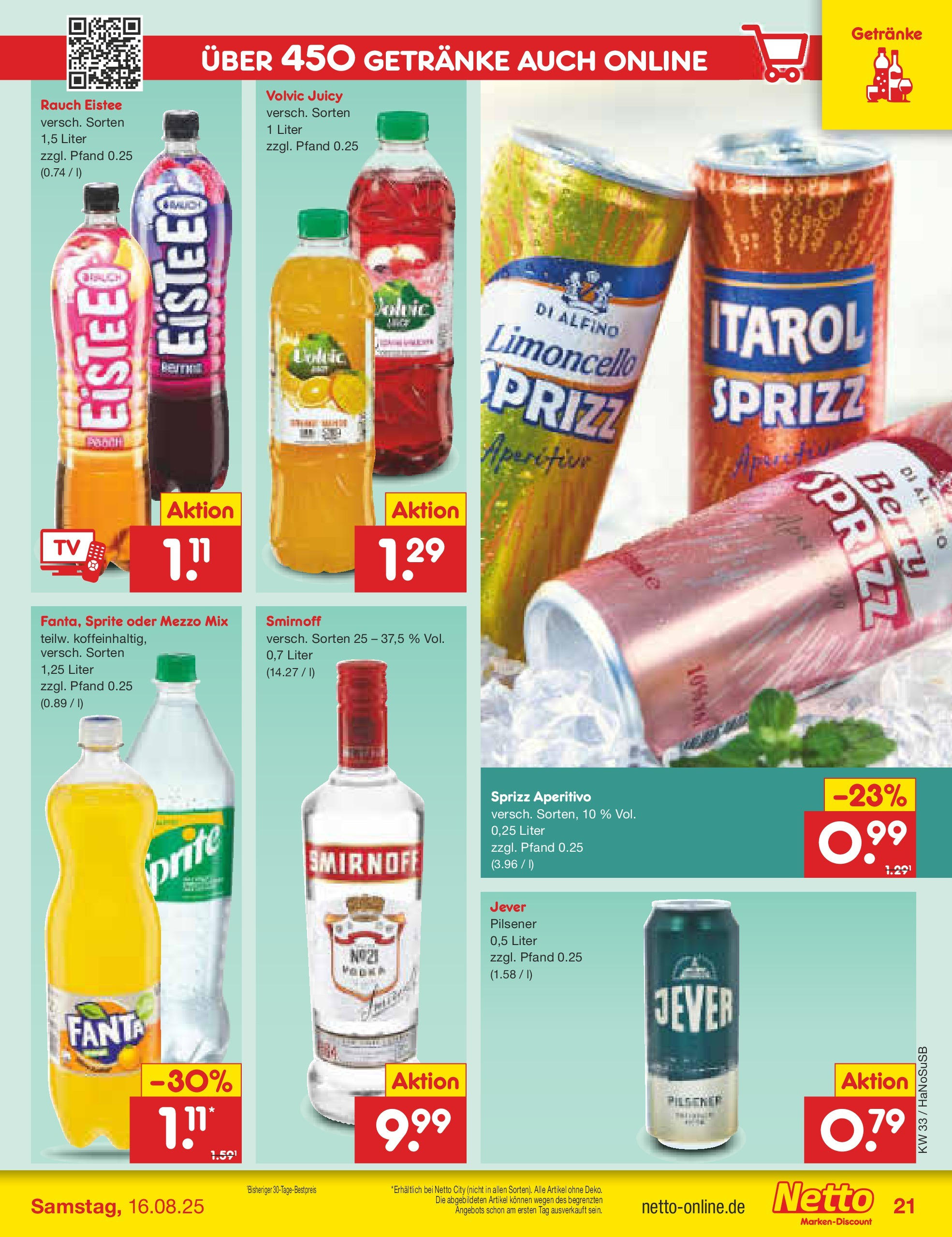 Netto Marken-Discount prospekt Wuppertal (ab 11.08.2025) » Angebote | Seite: 29 | Produkte: Sprite, Jever, Limoncello, Volvic Netto Marken-Discount prospekt Wuppertal (ab 11.08.2025) » Angebote | Seite: 29 | Produkte: Sprite, Jever, Limoncello, Volvic