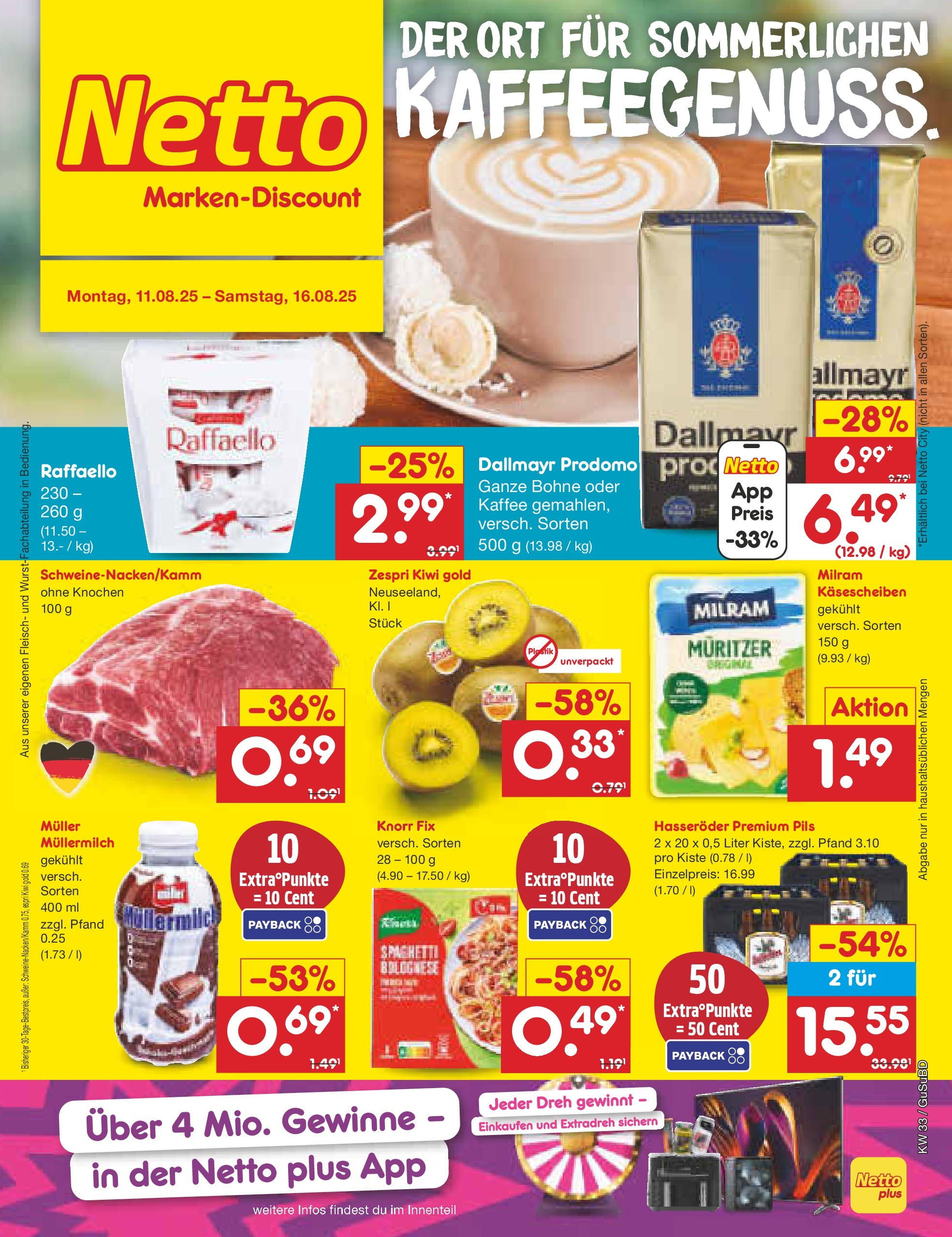 Netto Marken-Discount prospekt Glauchau (ab 07.08.2025) » Angebote | Seite: 1 | Produkte: Knorr fix, Kaffee, Pils, Milram Netto Marken-Discount prospekt Glauchau (ab 07.08.2025) » Angebote | Seite: 1 | Produkte: Knorr fix, Kaffee, Pils, Milram