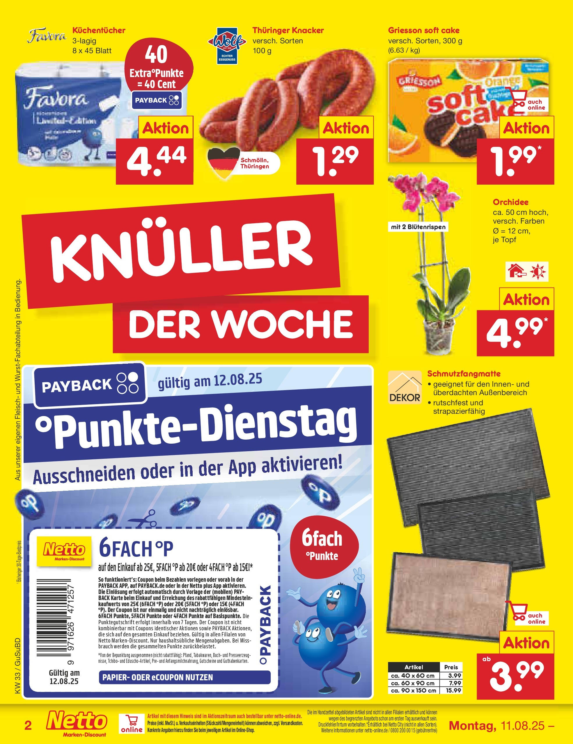 Netto Marken-Discount prospekt Glauchau (ab 07.08.2025) » Angebote | Seite: 2 | Produkte: Orchidee, Schmutzfangmatte, Fleisch Netto Marken-Discount prospekt Glauchau (ab 07.08.2025) » Angebote | Seite: 2 | Produkte: Orchidee, Schmutzfangmatte, Fleisch
