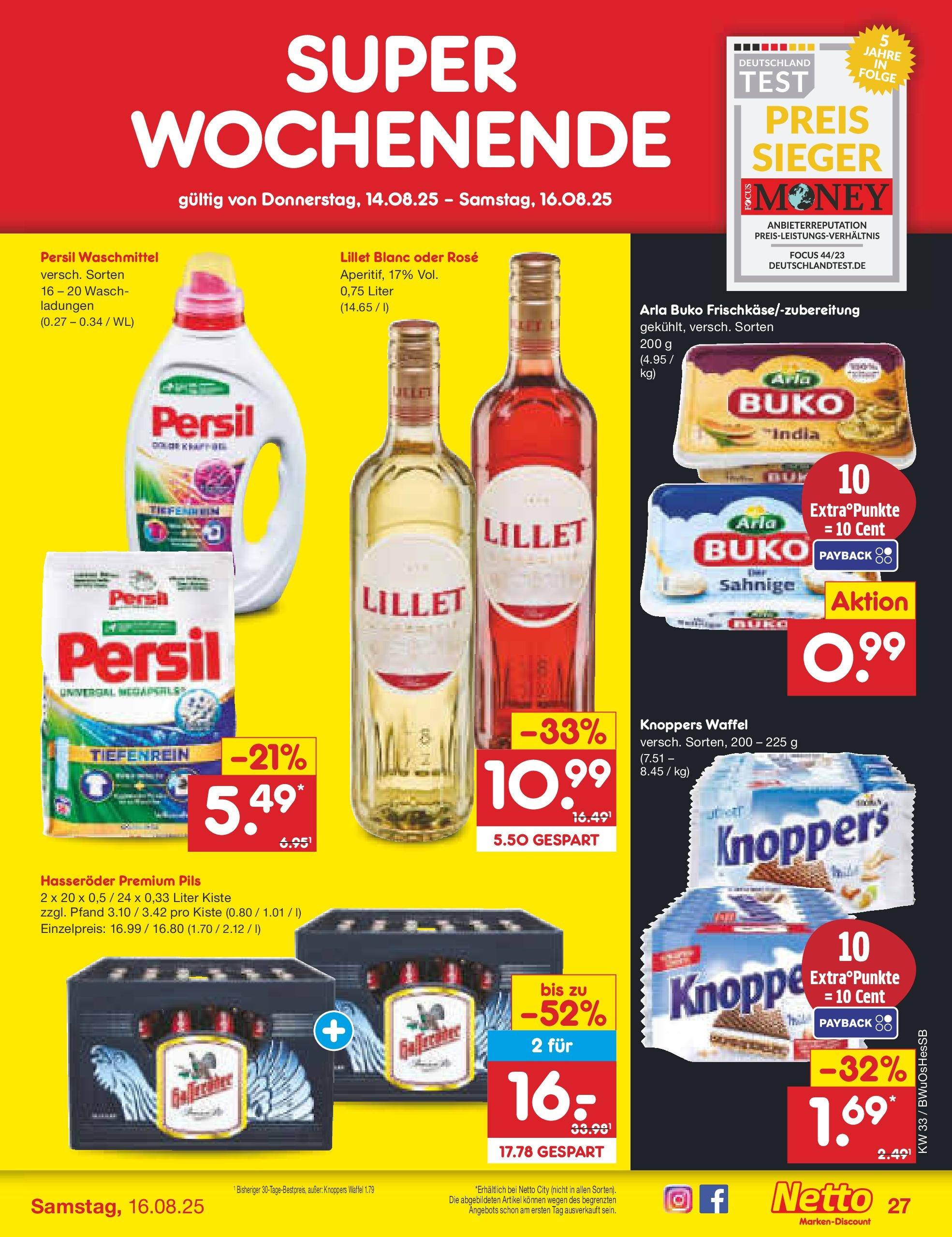 Netto Marken-Discount prospekt Witzenhausen (ab 07.08.2025) » Angebote | Seite: 45 | Produkte: Waschmittel, Arla buko, Hasseröder, Persil Netto Marken-Discount prospekt Witzenhausen (ab 07.08.2025) » Angebote | Seite: 45 | Produkte: Waschmittel, Arla buko, Hasseröder, Persil