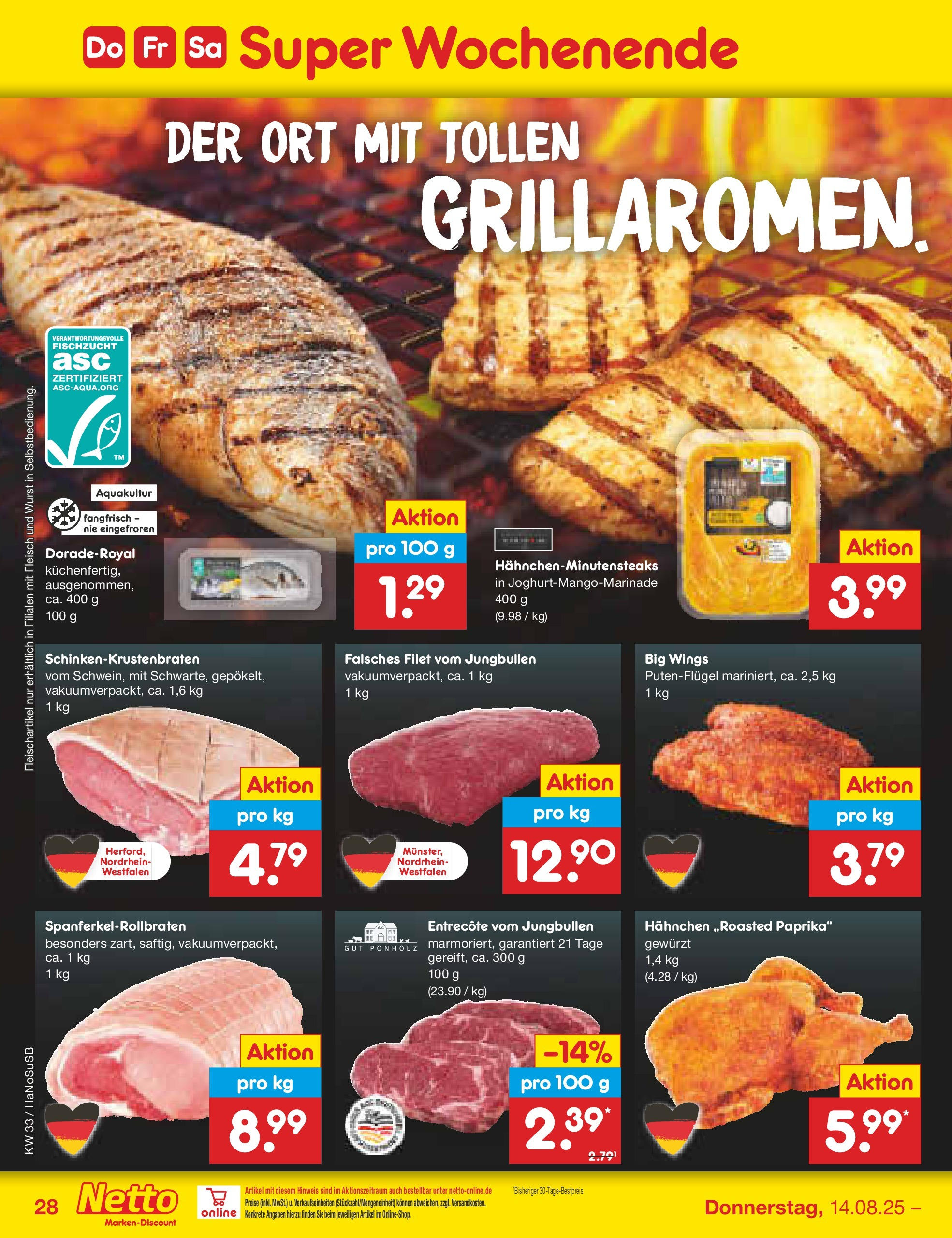 Netto Marken-Discount prospekt Wuppertal (ab 11.08.2025) » Angebote | Seite: 46 | Produkte: Hahnchen, Entrecote, Paprika, Wurst Netto Marken-Discount prospekt Wuppertal (ab 11.08.2025) » Angebote | Seite: 46 | Produkte: Hahnchen, Entrecote, Paprika, Wurst