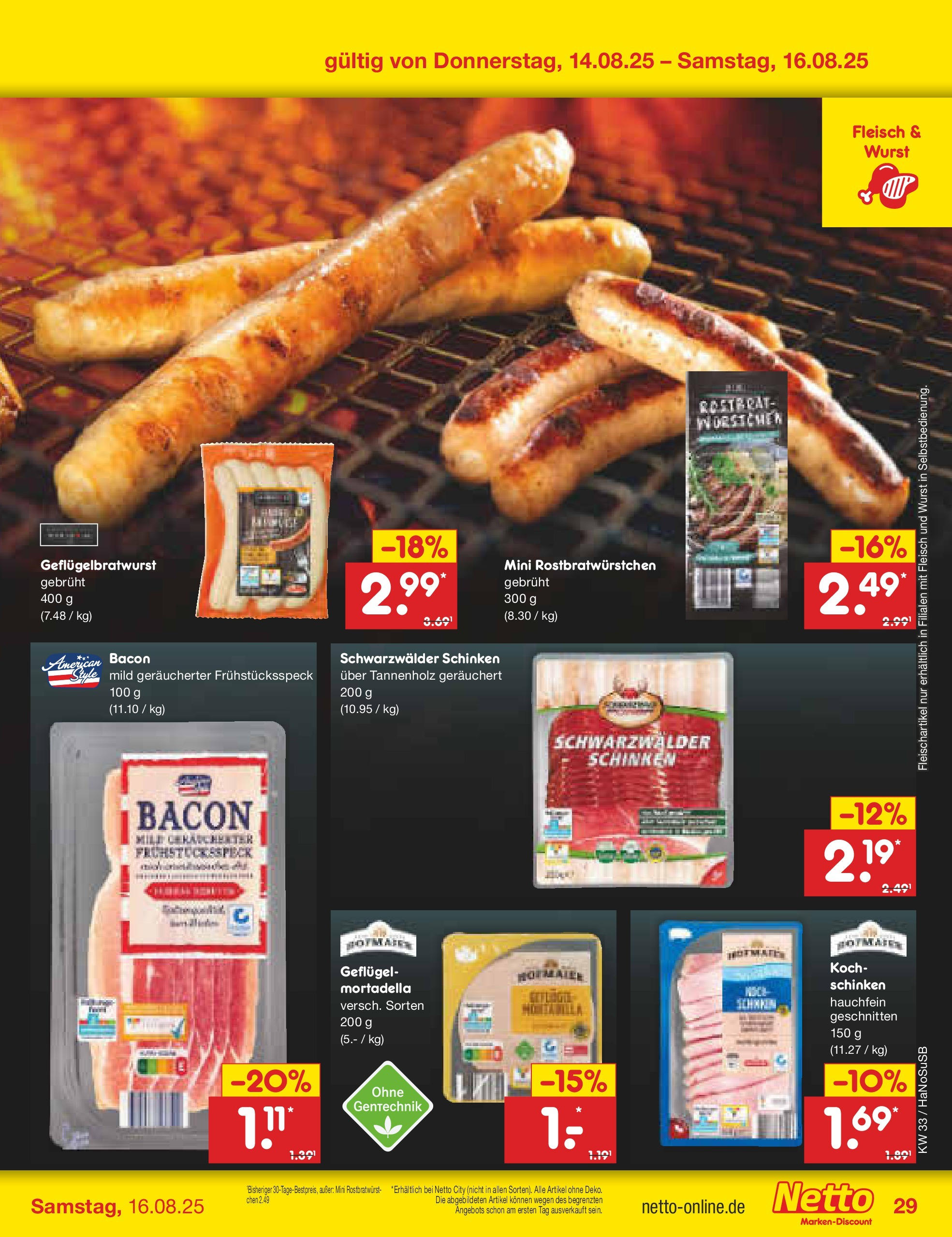 Netto Marken-Discount prospekt Wuppertal (ab 11.08.2025) » Angebote | Seite: 47 | Produkte: Wurst, Schinken, Fleisch Netto Marken-Discount prospekt Wuppertal (ab 11.08.2025) » Angebote | Seite: 47 | Produkte: Wurst, Schinken, Fleisch