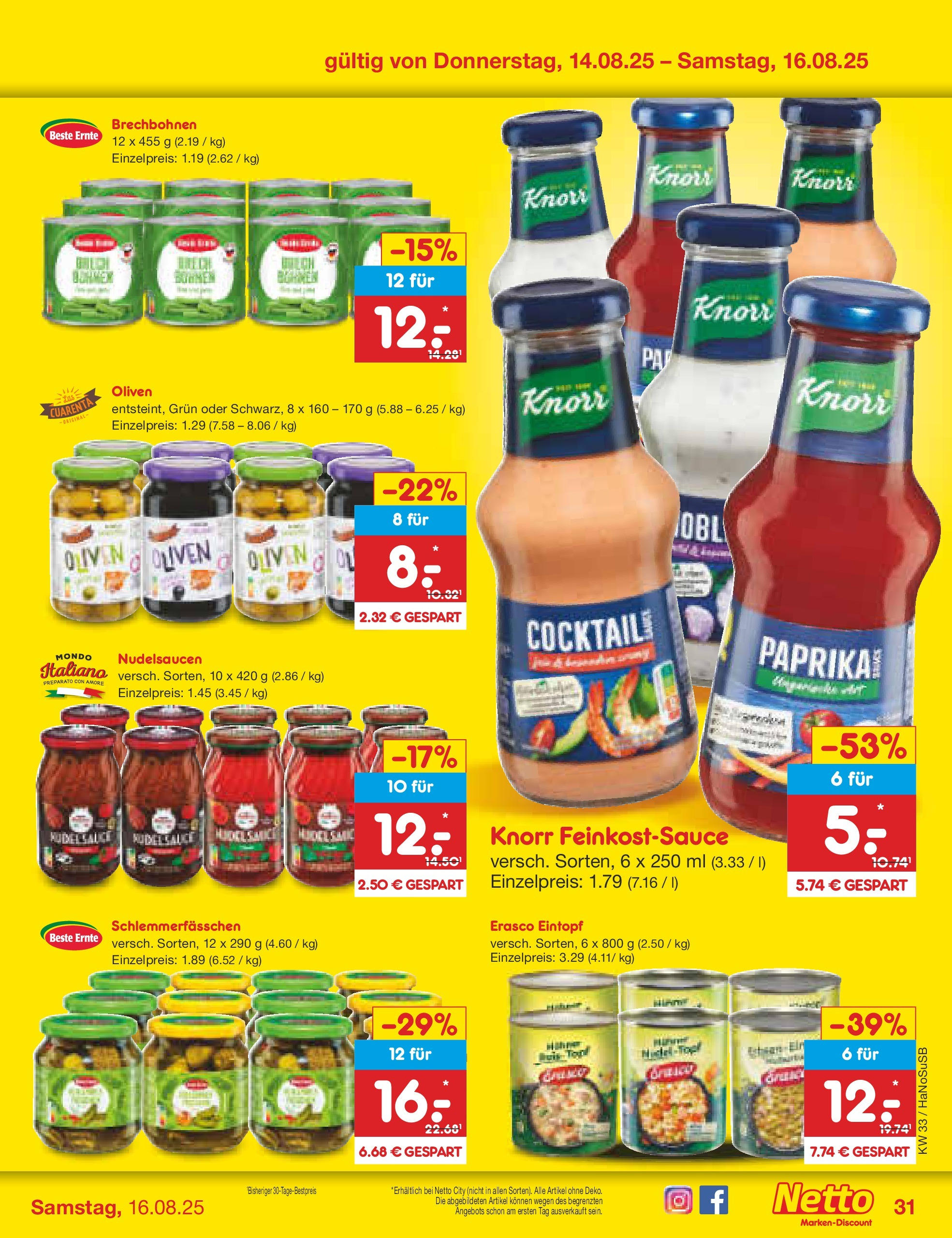 Netto Marken-Discount prospekt Wuppertal (ab 11.08.2025) » Angebote | Seite: 49 | Produkte: Top, Knorr, Paprika, Erasco Netto Marken-Discount prospekt Wuppertal (ab 11.08.2025) » Angebote | Seite: 49 | Produkte: Top, Knorr, Paprika, Erasco