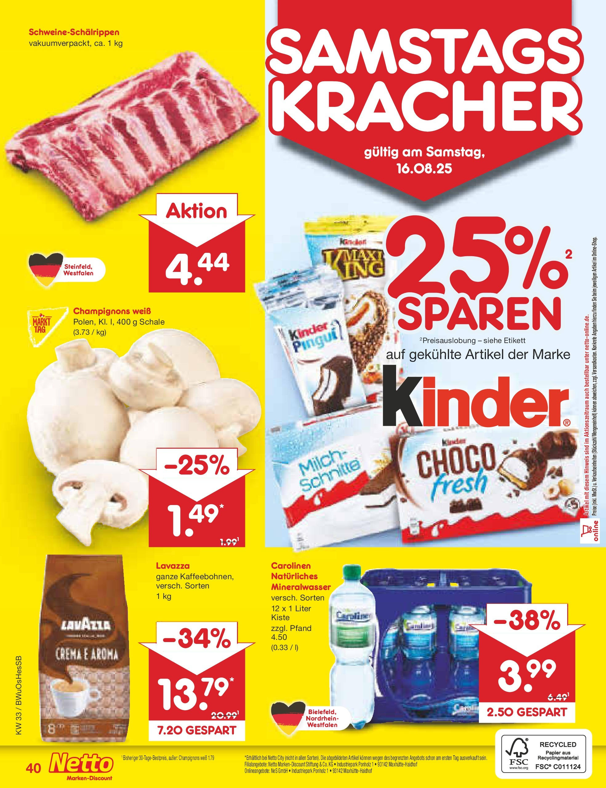 Netto Marken-Discount prospekt Witzenhausen (ab 07.08.2025) » Angebote | Seite: 60 | Produkte: Lavazza, Milch, Mineralwasser, Champignons Netto Marken-Discount prospekt Witzenhausen (ab 07.08.2025) » Angebote | Seite: 60 | Produkte: Lavazza, Milch, Mineralwasser, Champignons