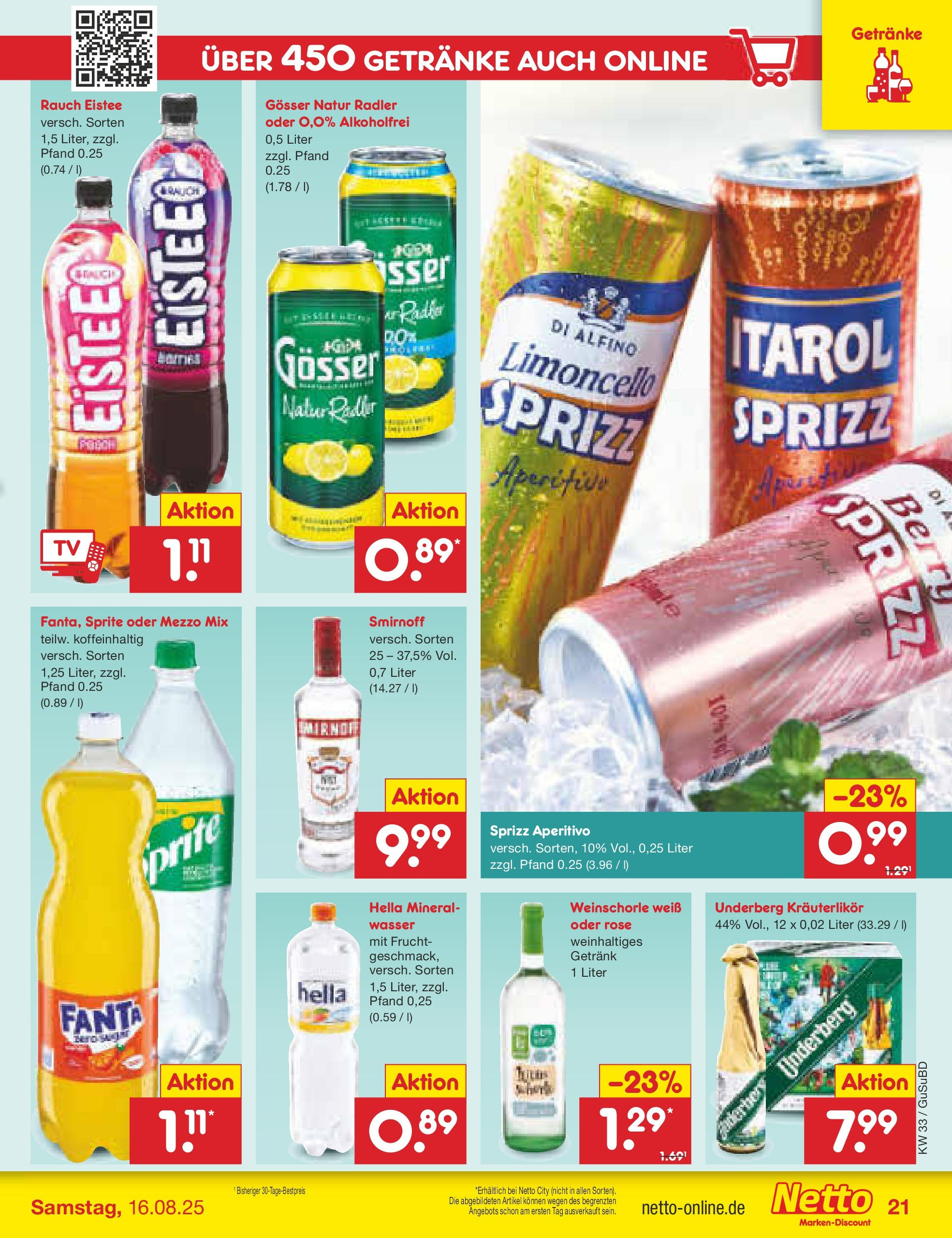 Netto Marken-Discount prospekt Glauchau (ab 07.08.2025) » Angebote | Seite: 29 | Produkte: Weinschorle, Wasser, Smirnoff, Underberg Netto Marken-Discount prospekt Glauchau (ab 07.08.2025) » Angebote | Seite: 29 | Produkte: Weinschorle, Wasser, Smirnoff, Underberg
