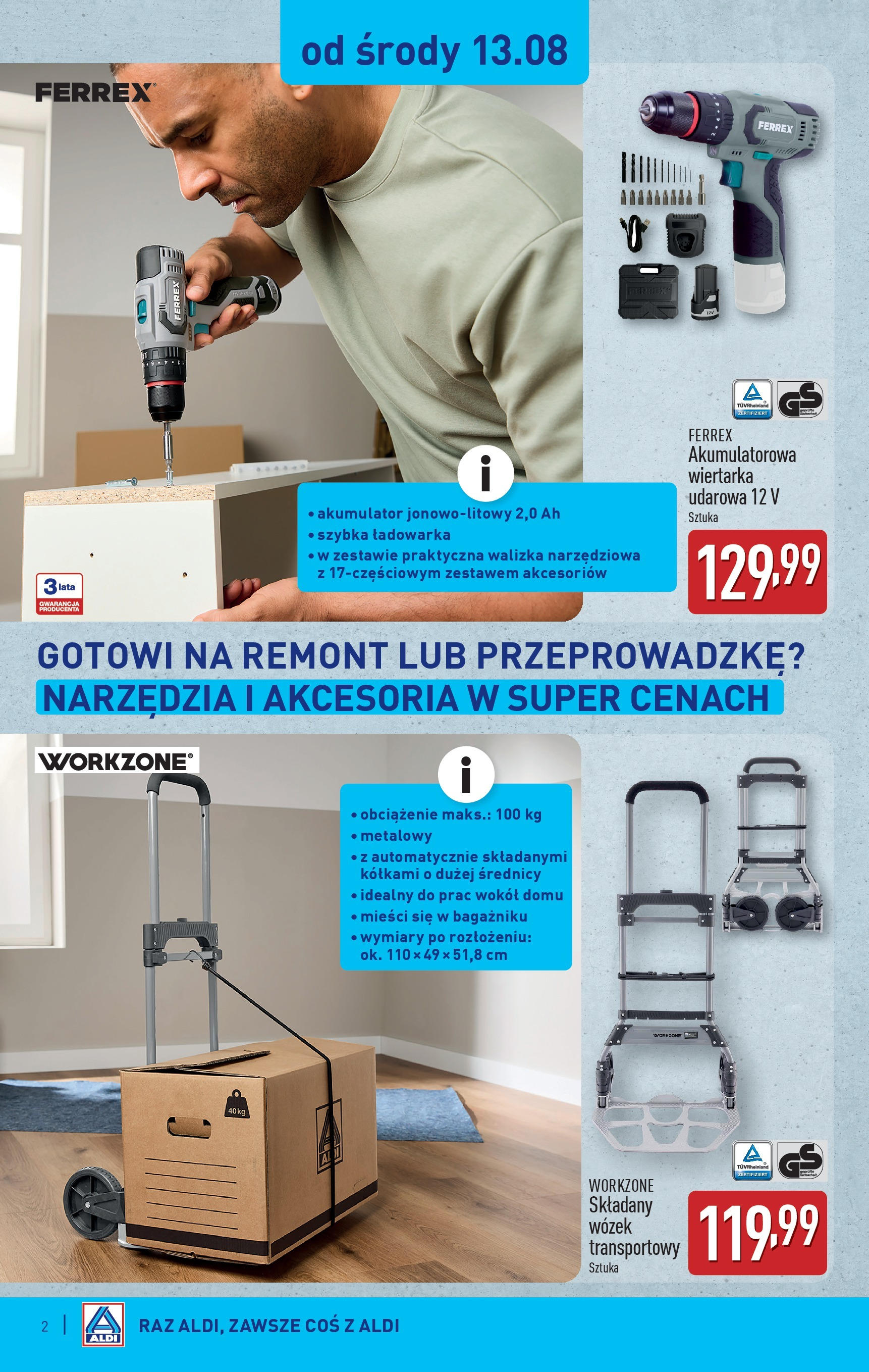 Aldi Gazetka - Hity od Środy i od Soboty od 13.08.2025 - Ulotka PDF, promocje | Strona: 2 | Produkty: Ładowarka, Walizka