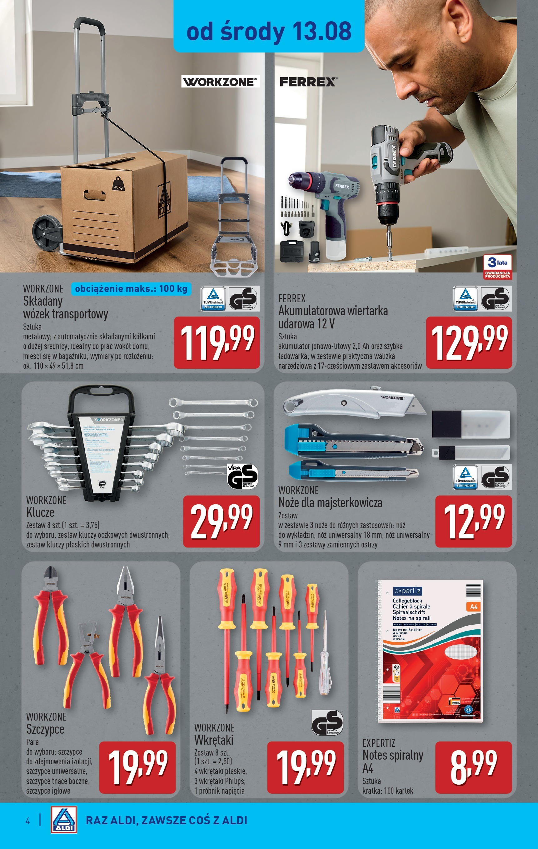 Aldi Gazetka - Hity od Środy i od Soboty od 13.08.2025 - Ulotka PDF, promocje | Strona: 4 | Produkty: Wózek transportowy, Walizka