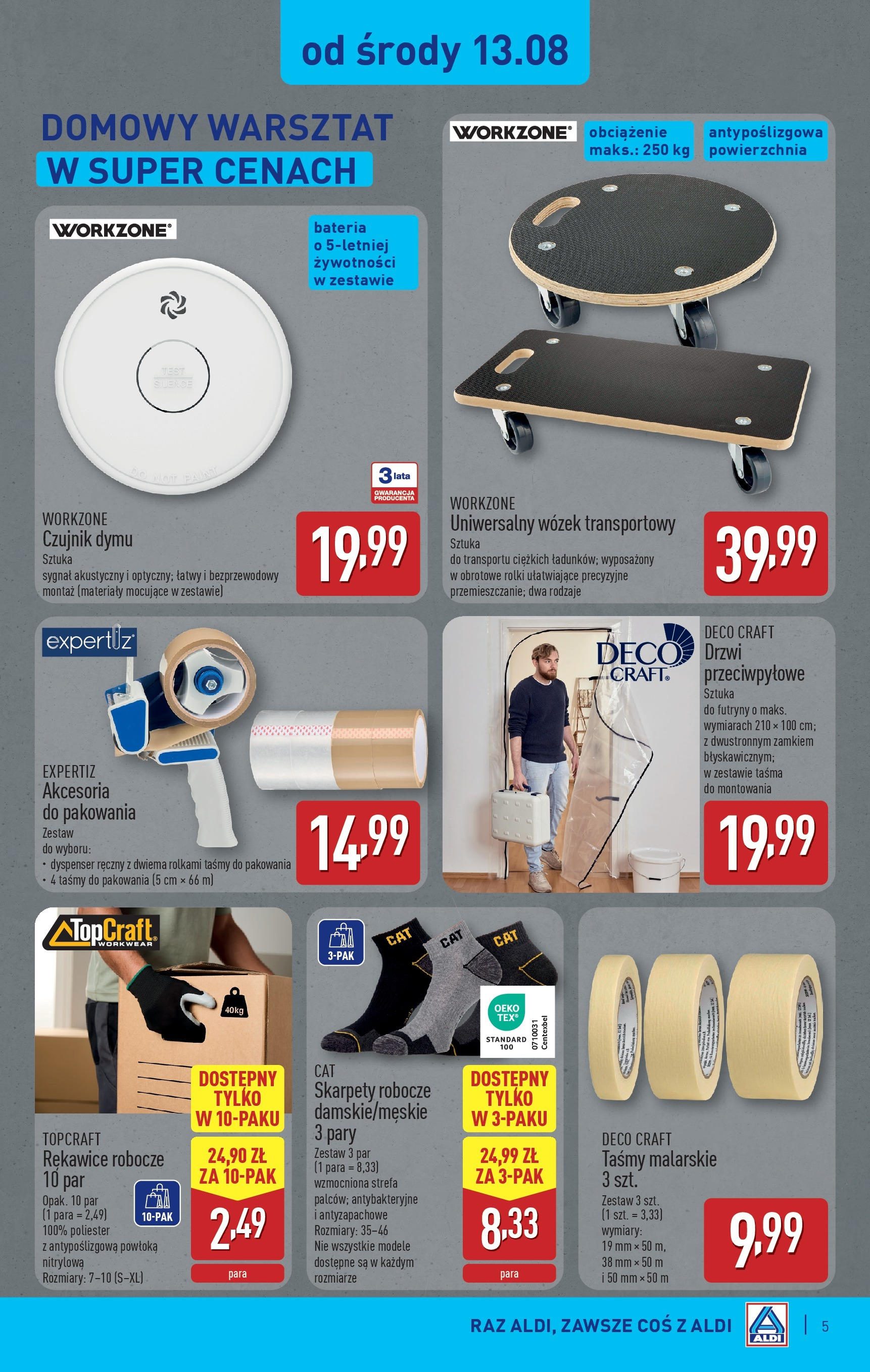 Aldi Gazetka - Hity od Środy i od Soboty od 13.08.2025 - Ulotka PDF, promocje | Strona: 5 | Produkty: Wózek transportowy, Skarpety, Rolki, Bateria
